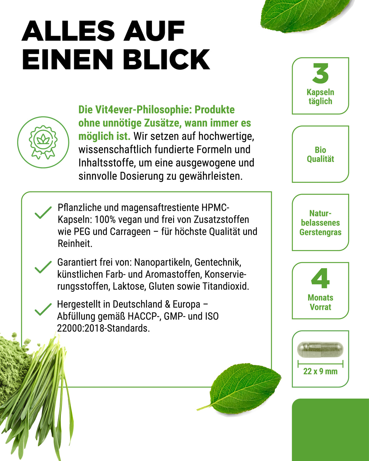 Organic Barley Grass - 365 vegan capsules