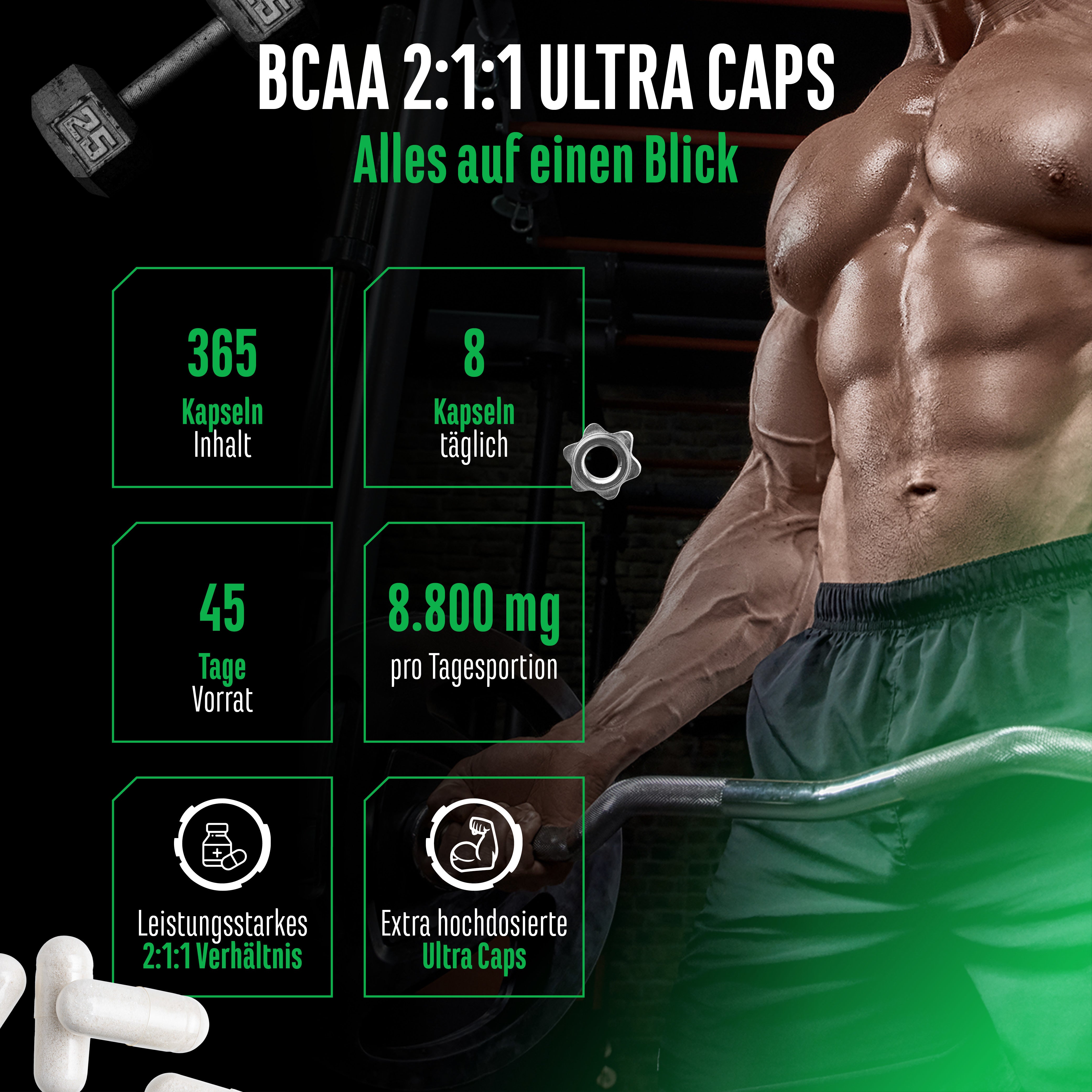 BCAA 2:1:1, 365 Capsules