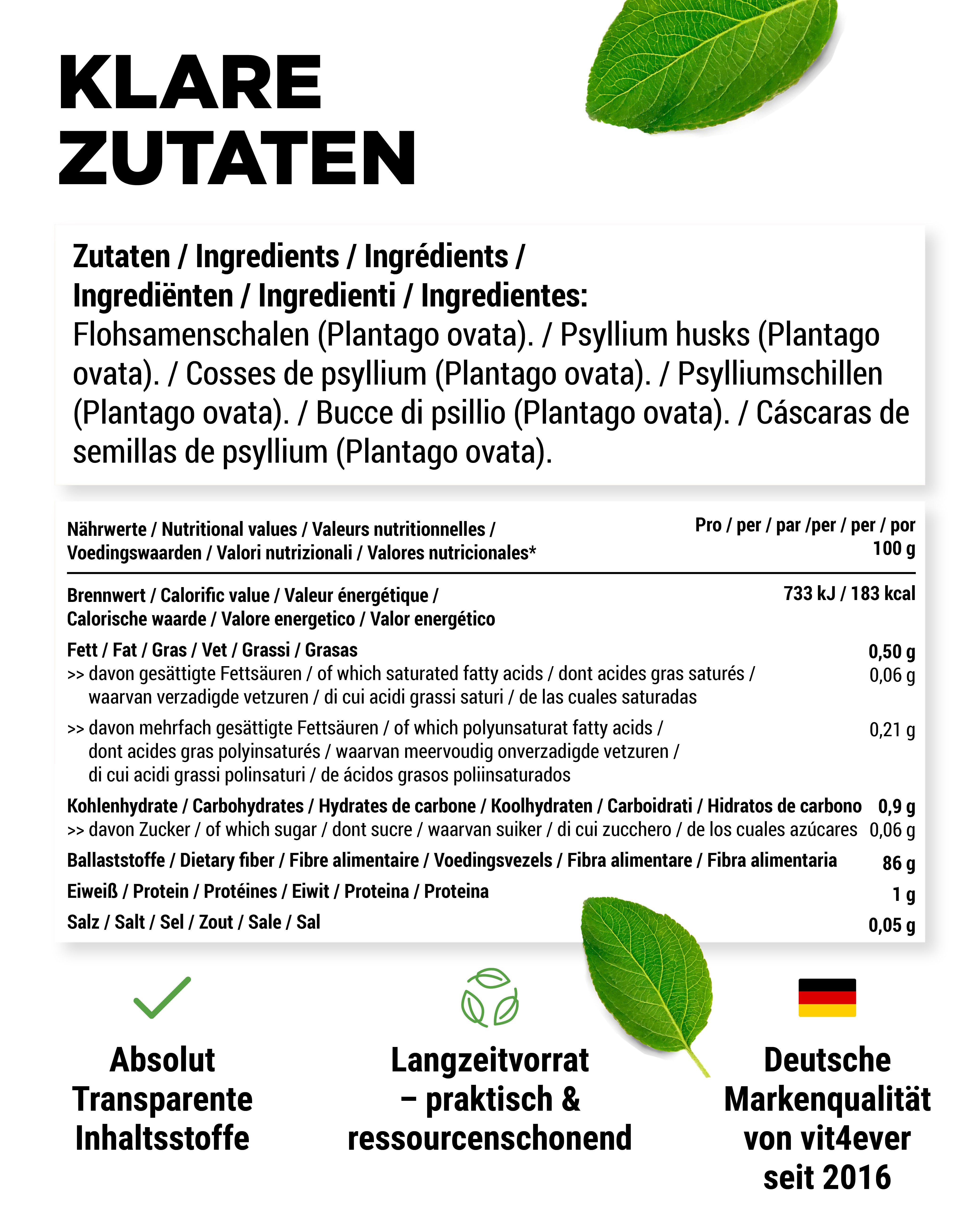 Cáscaras de psilio - 99 % de pureza