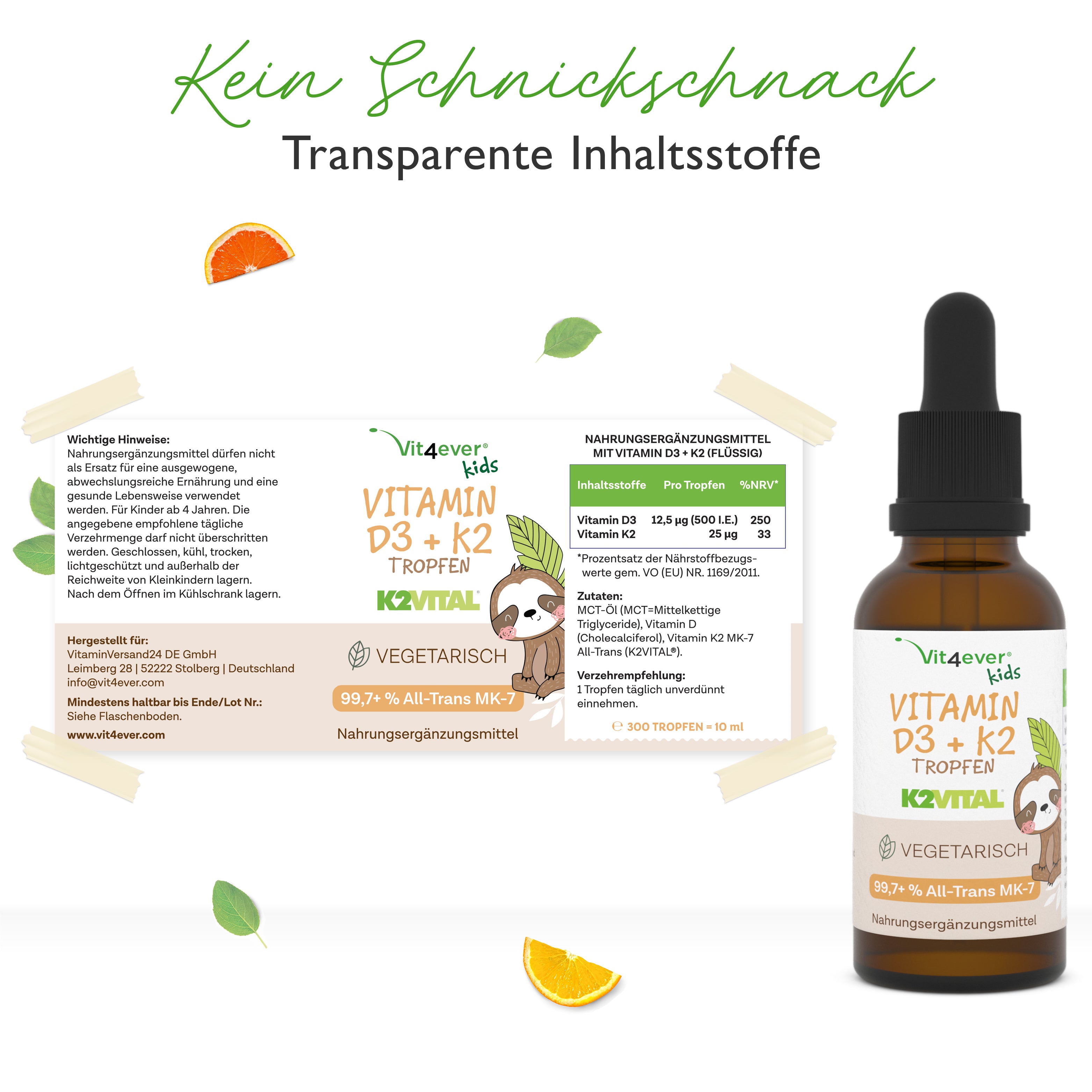 Vitamin D3 + K2 - KINDER - Tropfen 10ml