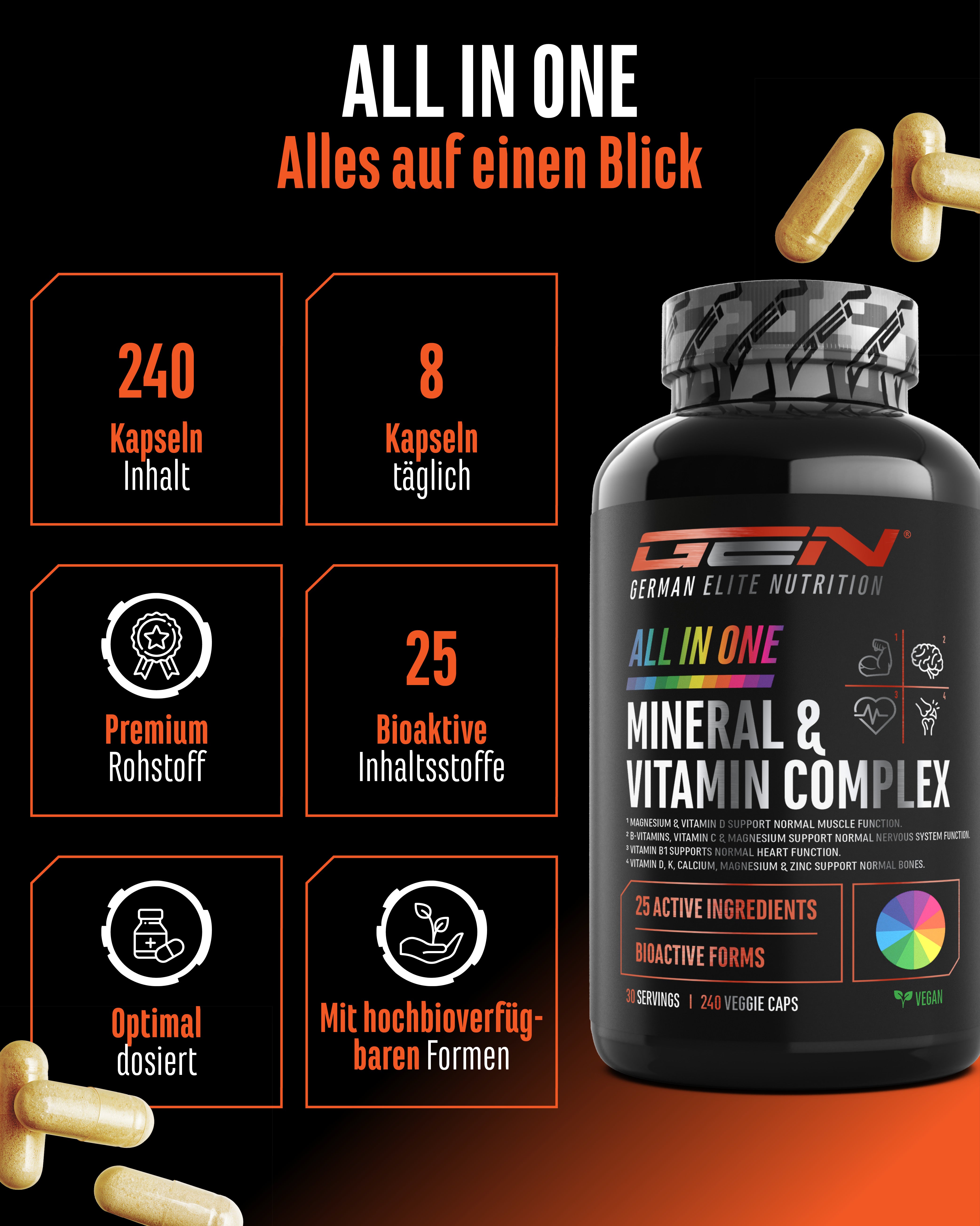 All in one - Mineraal & Vitamine Complex, 240 Capsules