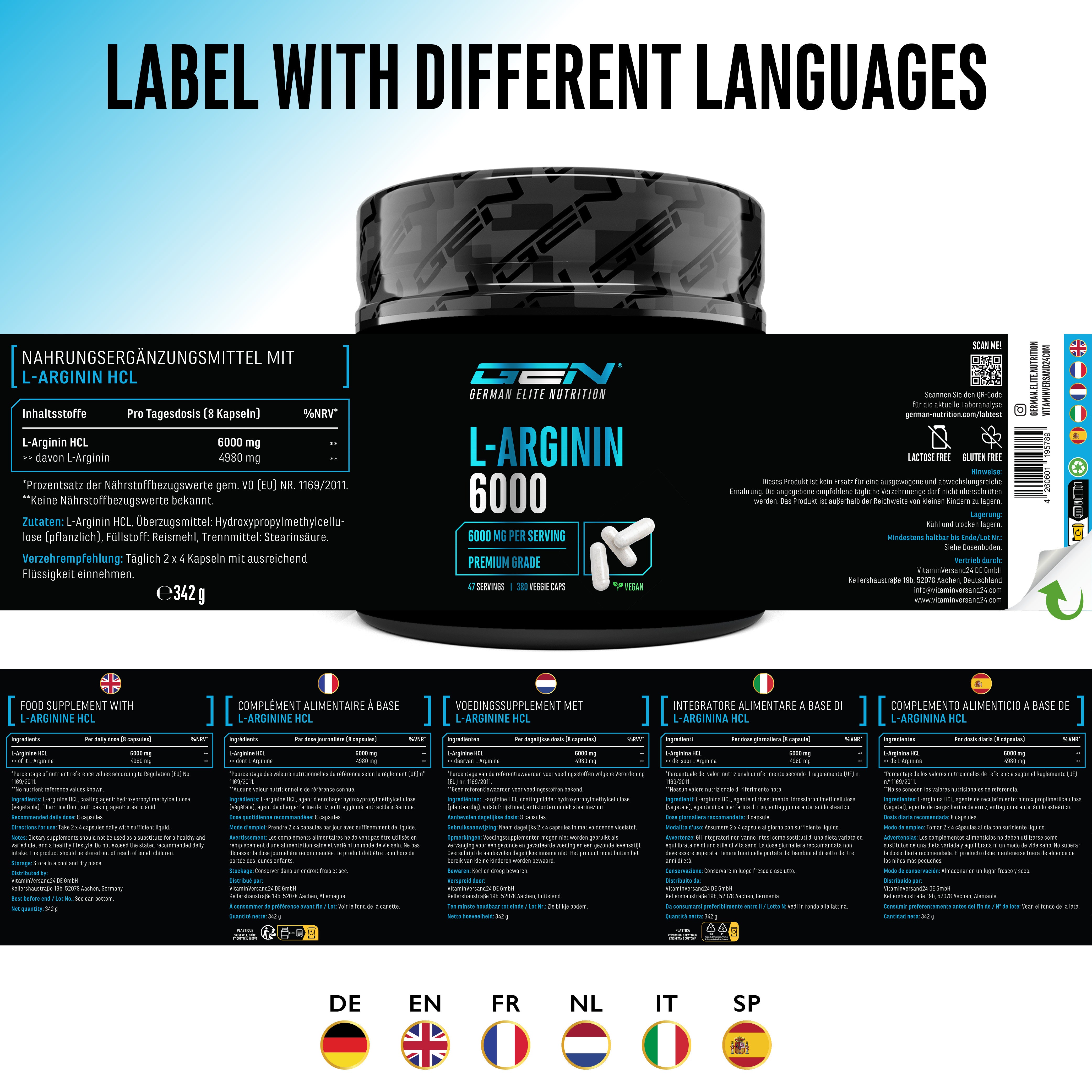 Capsule di L-Arginina HCL