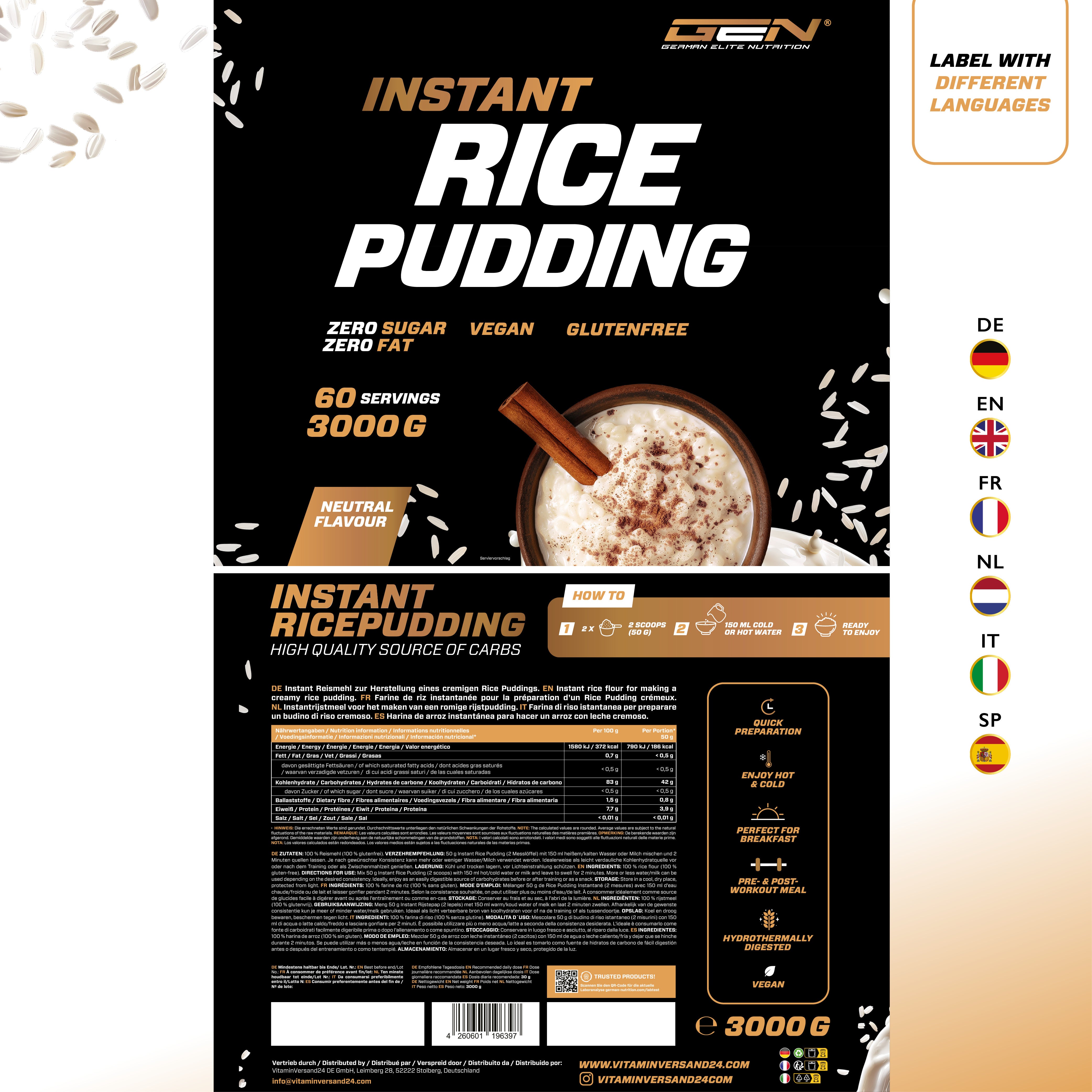Pudin de arroz neutro 3 kg