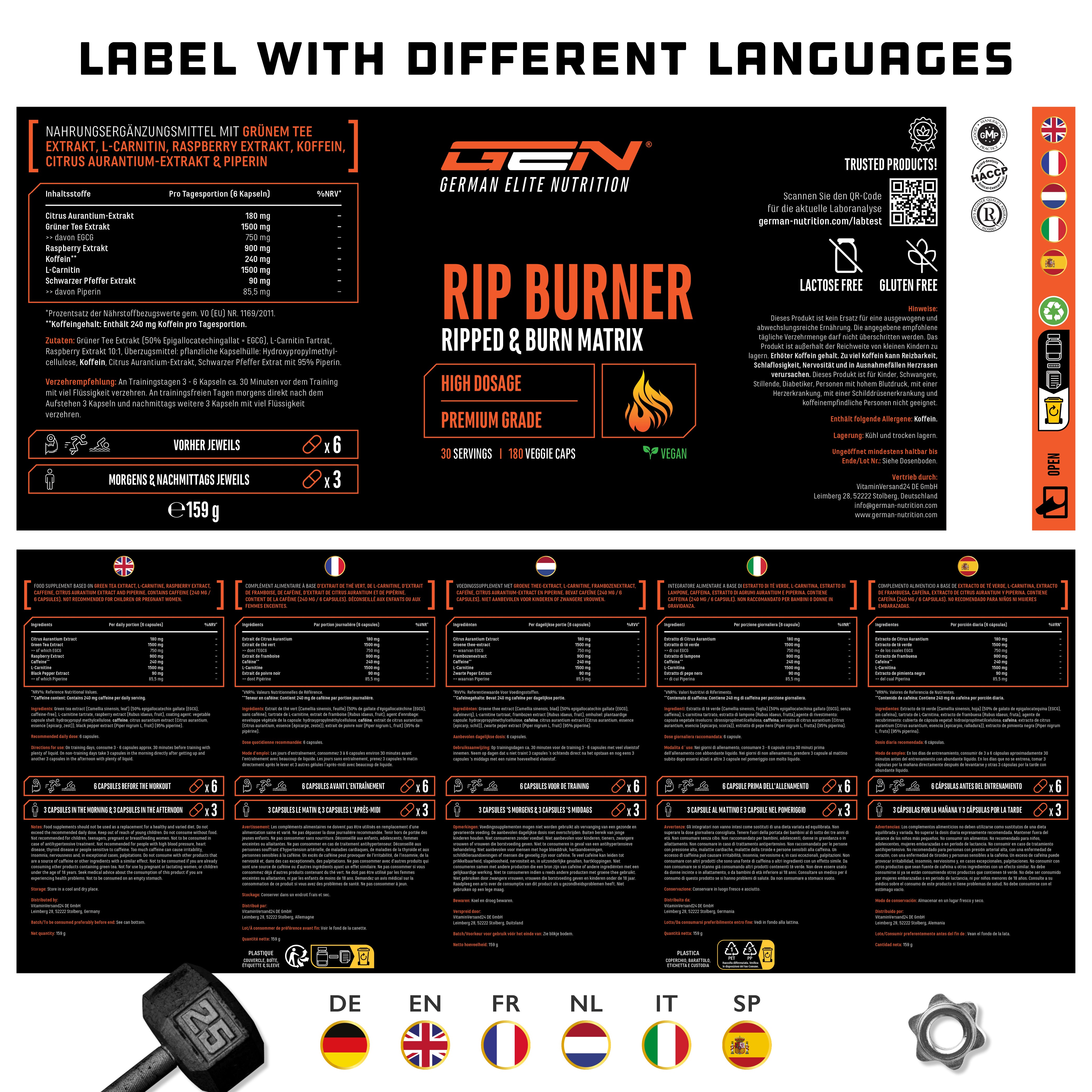 RIP Burner - 180 capsule - Fase di definizione e dieta
