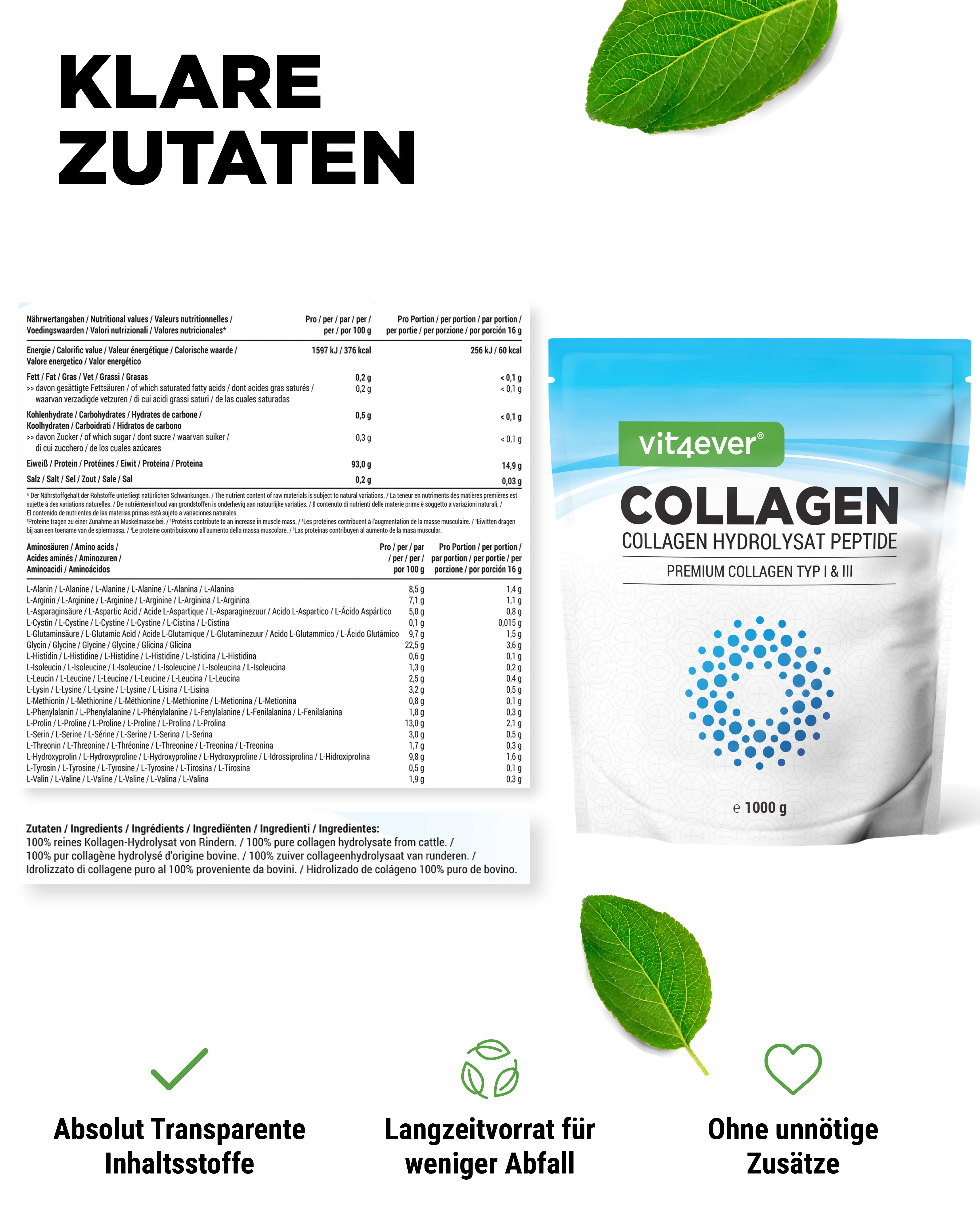 Proszek kolagenowy - 1000 g - Bezsmakowy