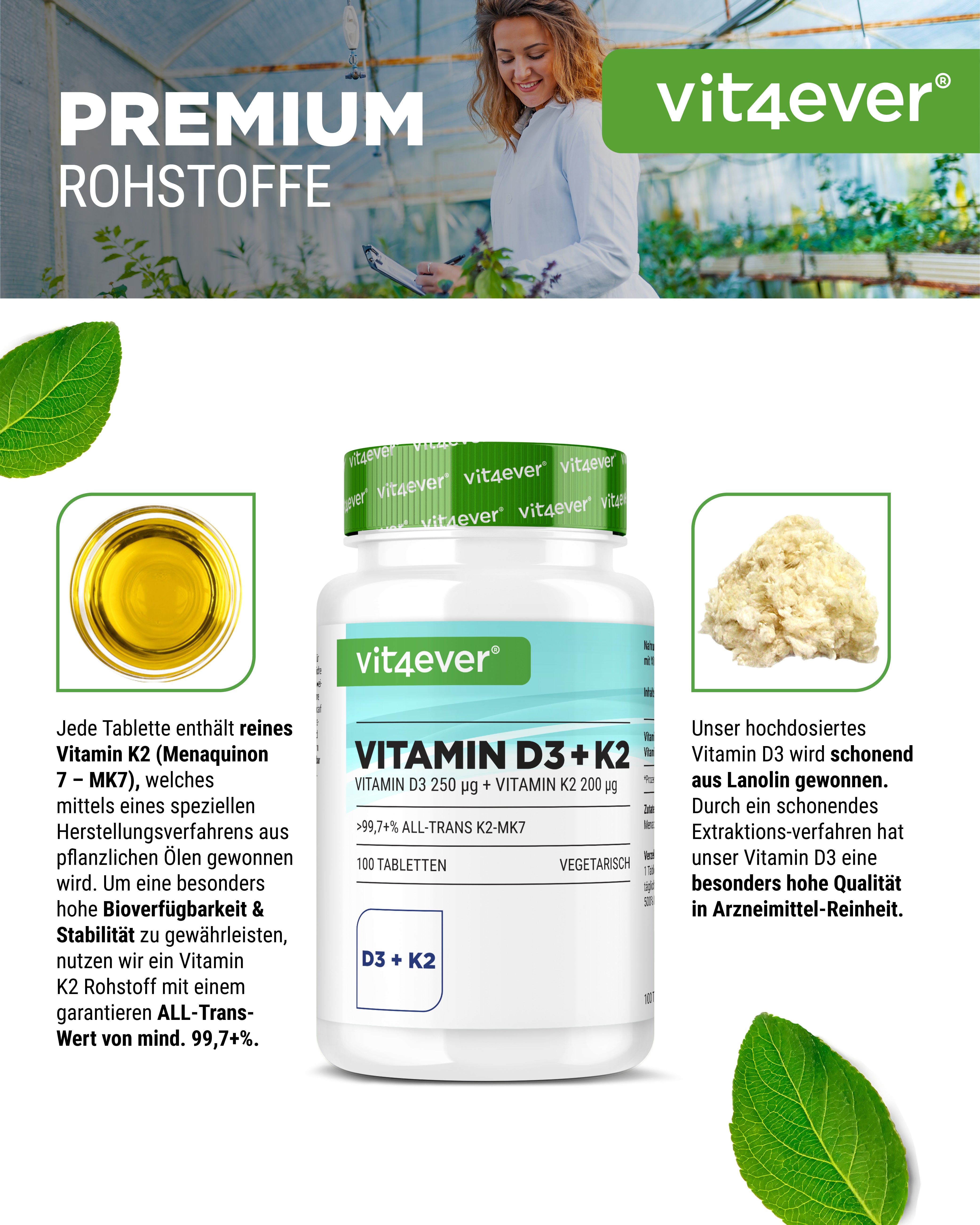 Vitamin D3 10.000 I.E. + Vitamin K2 200 mcg