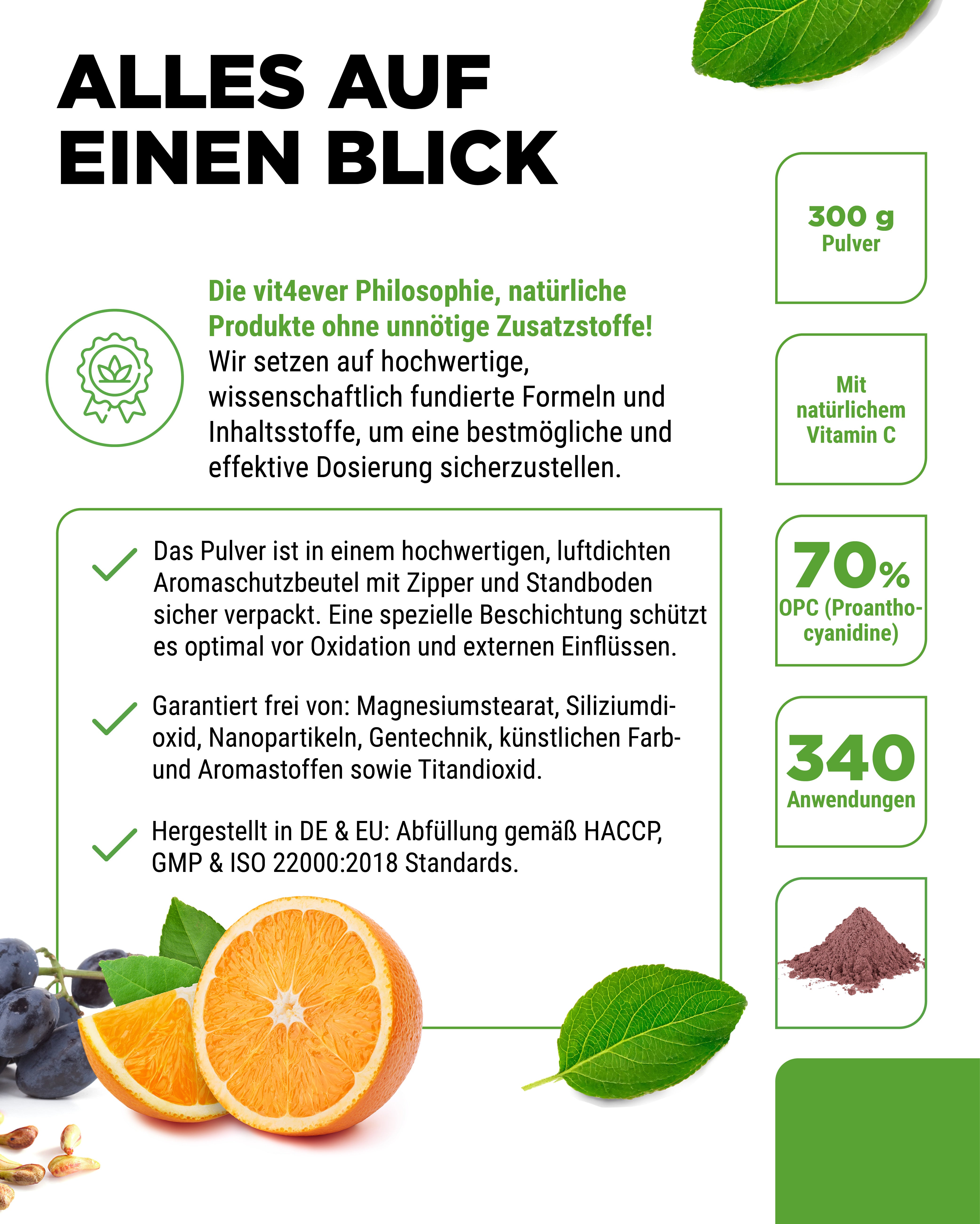 OPC extracto de semilla de uva + vitamina C en polvo