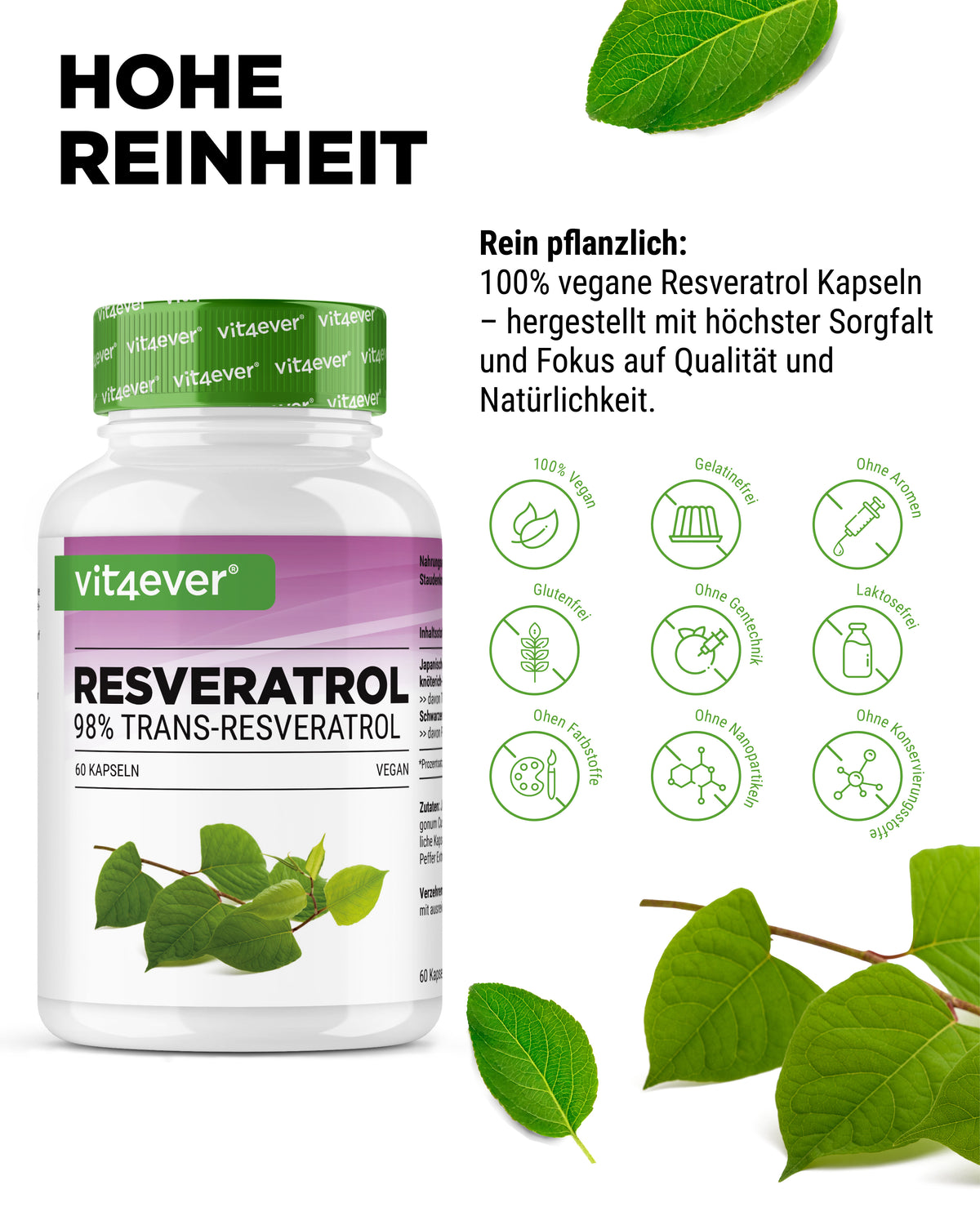 Resvératrol - 500 mg - 98% Trans-Resvératrol