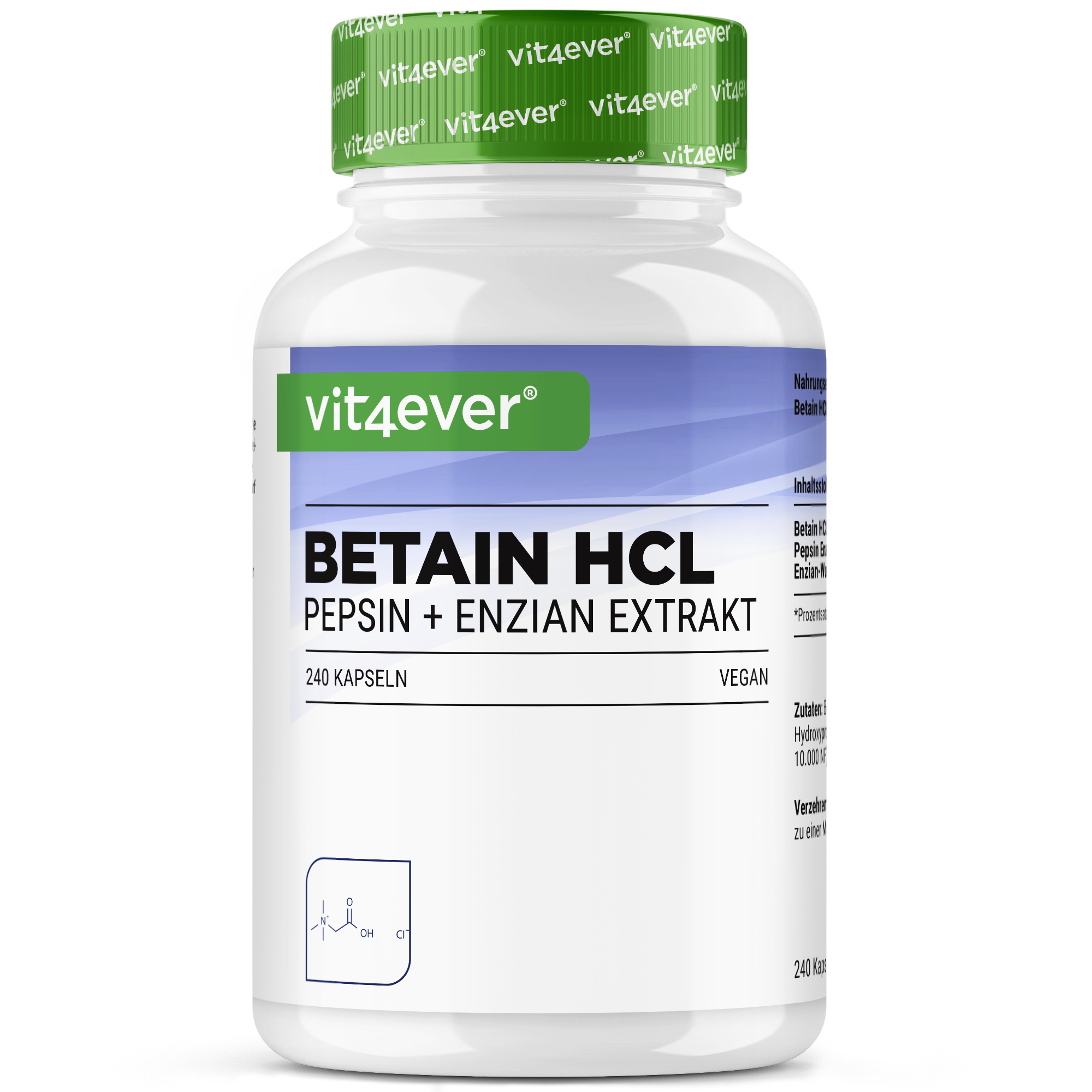 Betaina HCL, 240 kapsułek po 695 mg z Pepsyną + Ekstraktem Goryczki