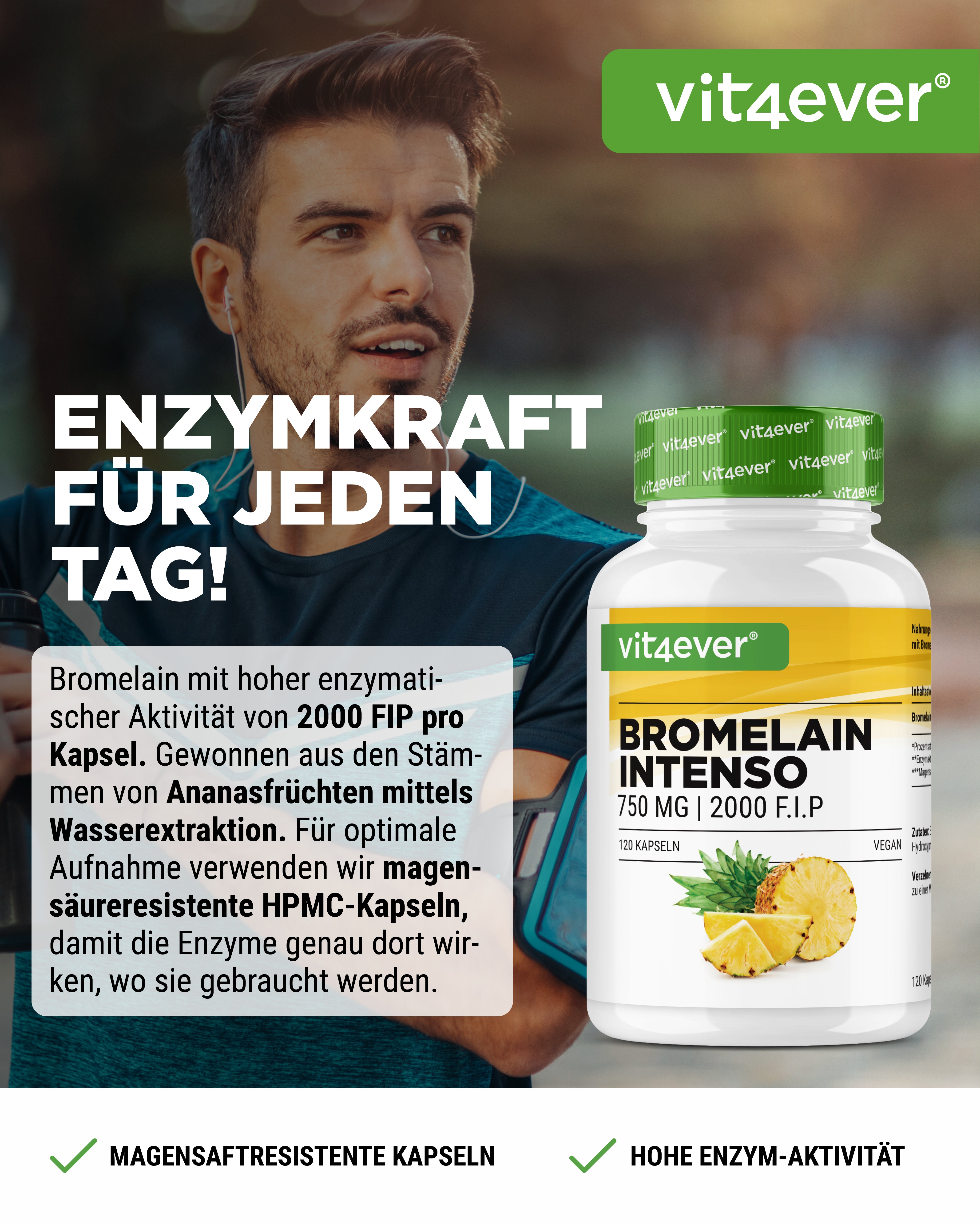 Bromeleina Intenso - 750 mg (2000 F.I.P)