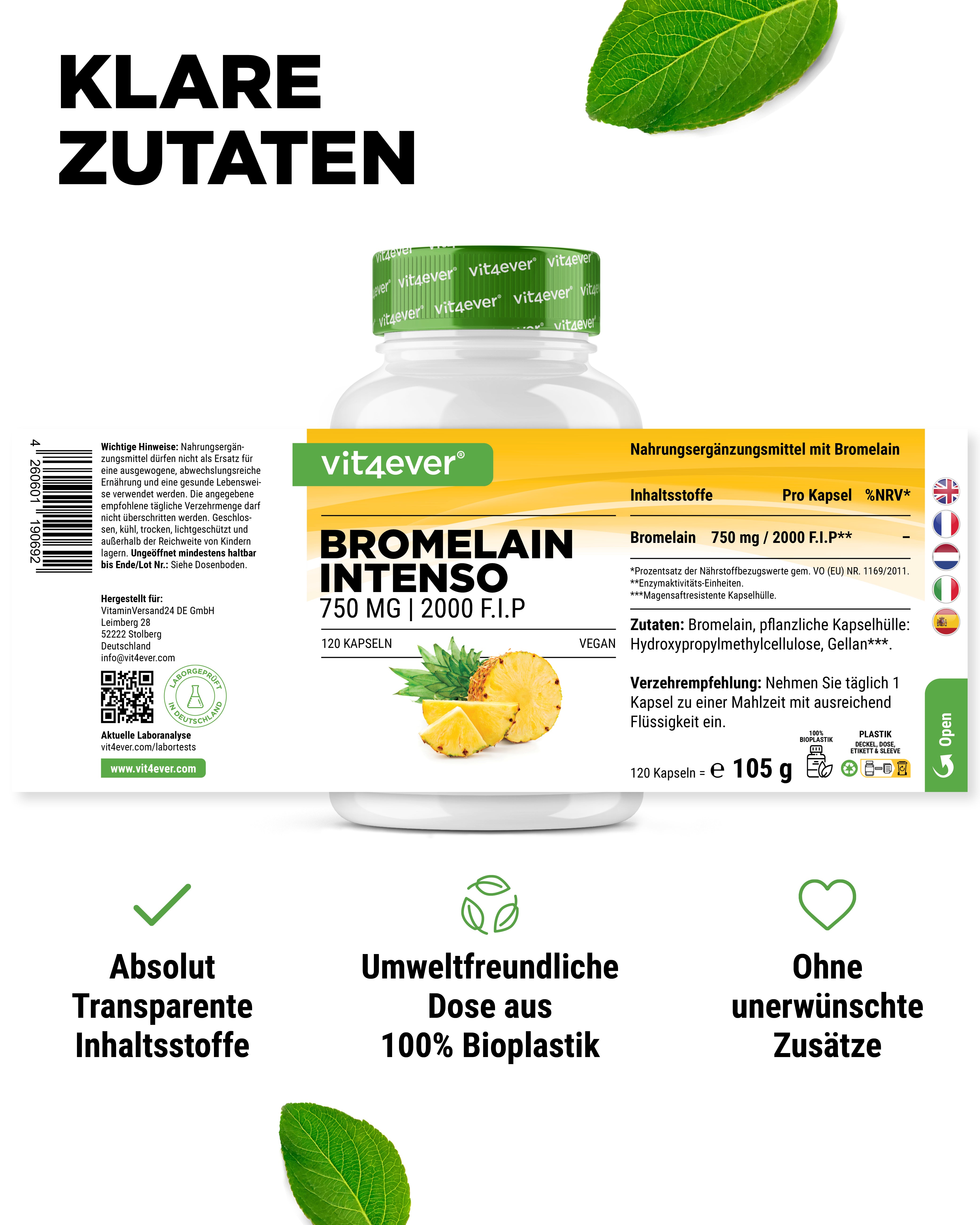 Bromeleina Intenso - 750 mg (2000 F.I.P)