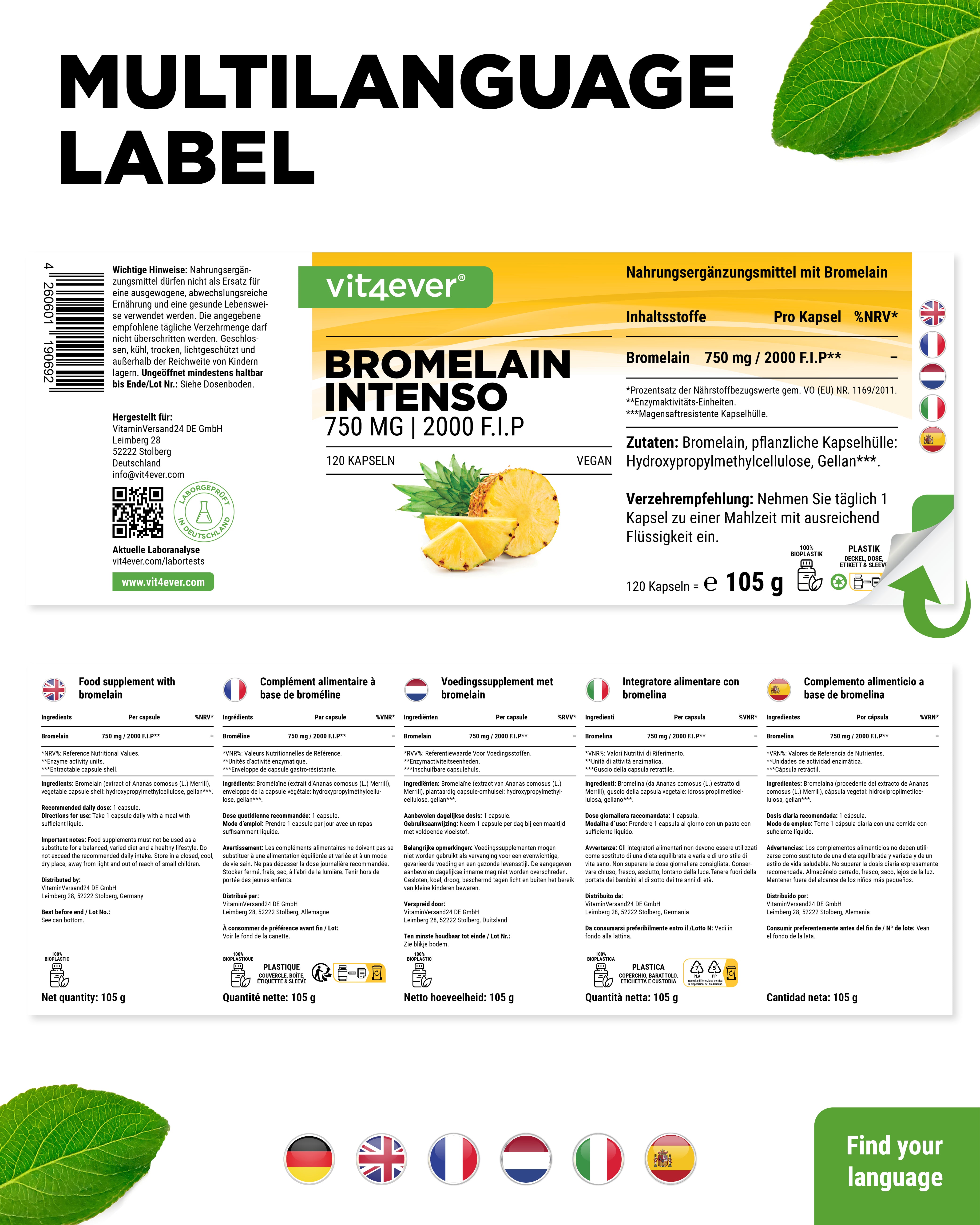Bromeleina Intenso - 750 mg (2000 F.I.P)