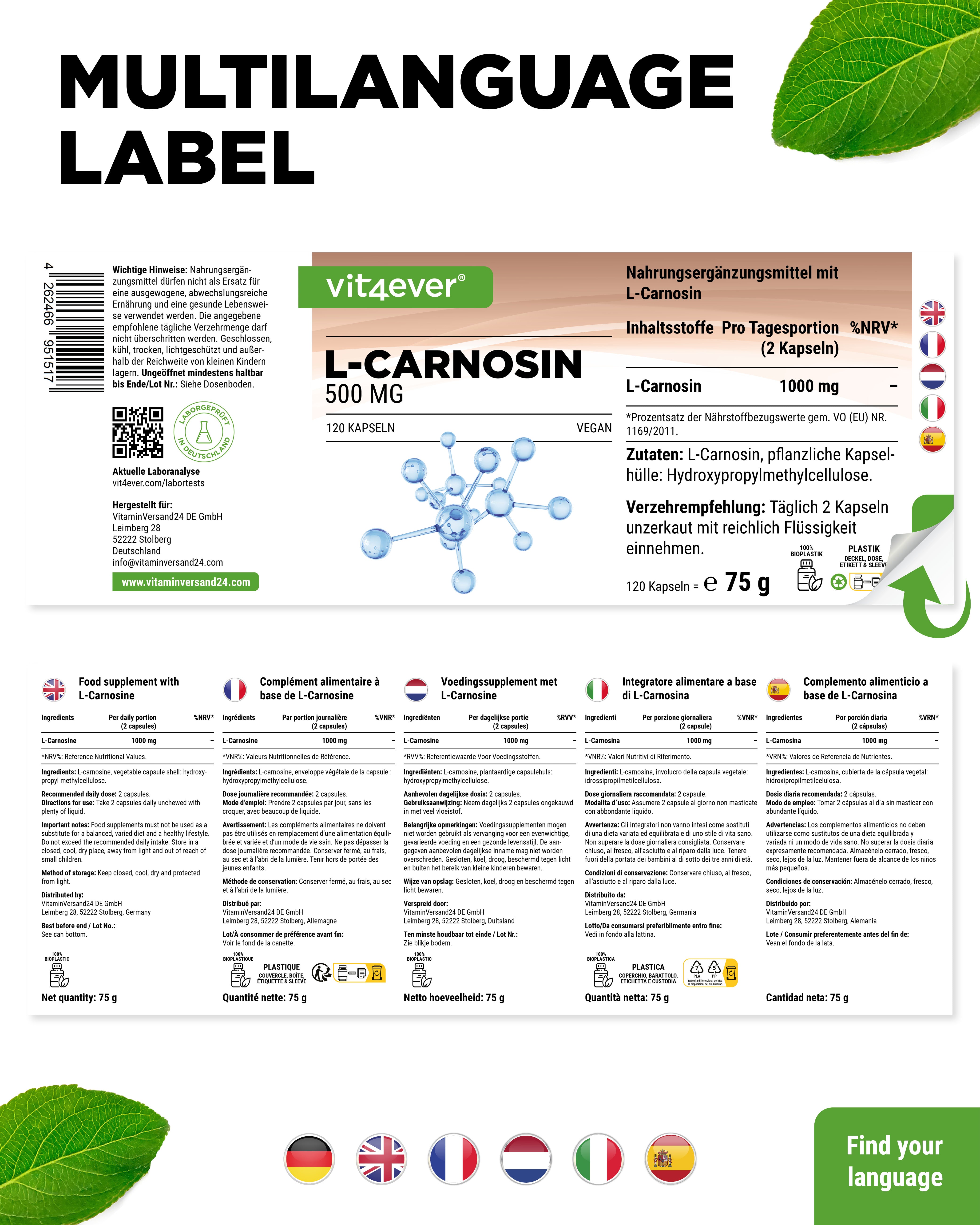 L-Carnosina - 500 mg