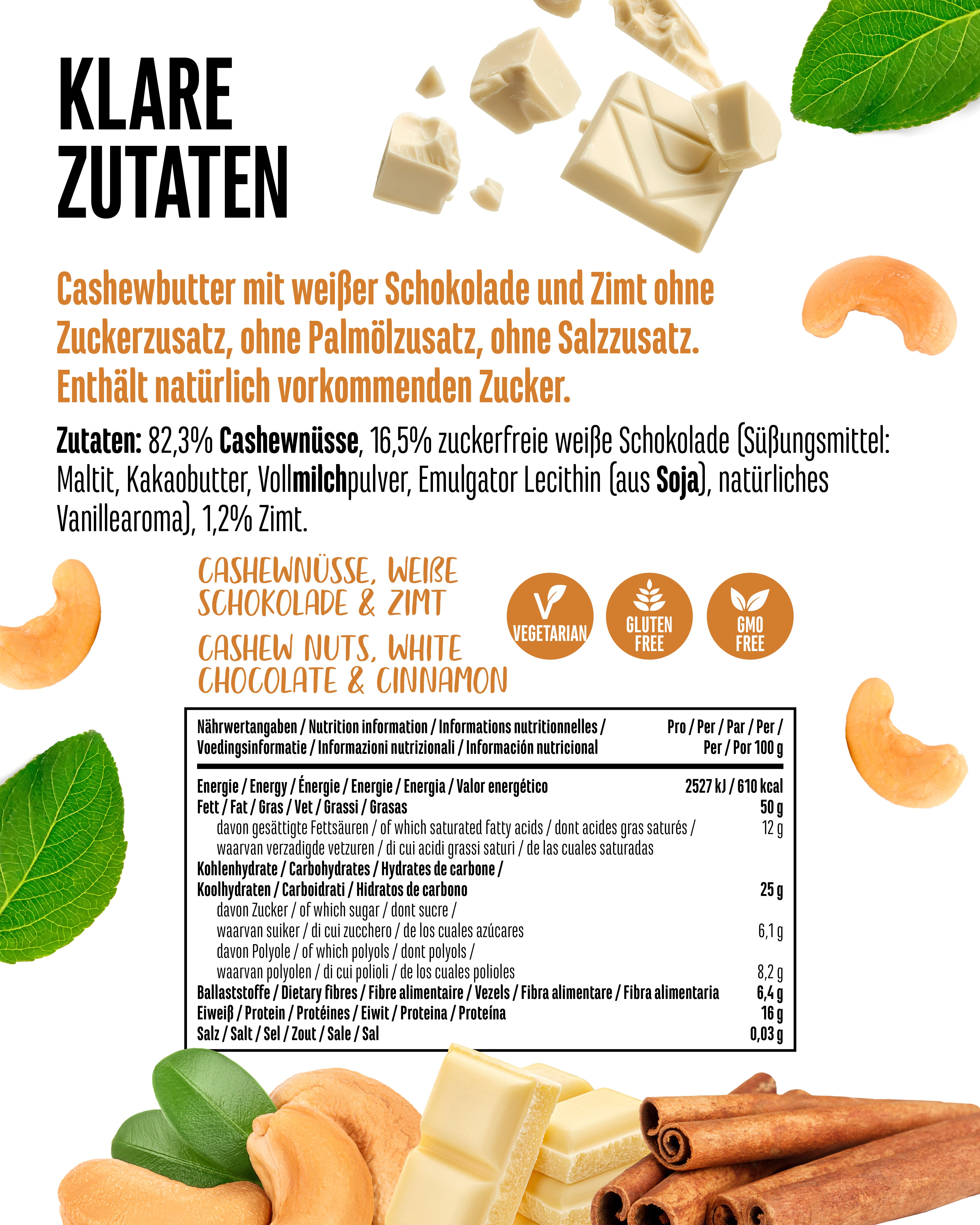 Cashew Butter - Weiße Schokolade & Zimt, 1000 g