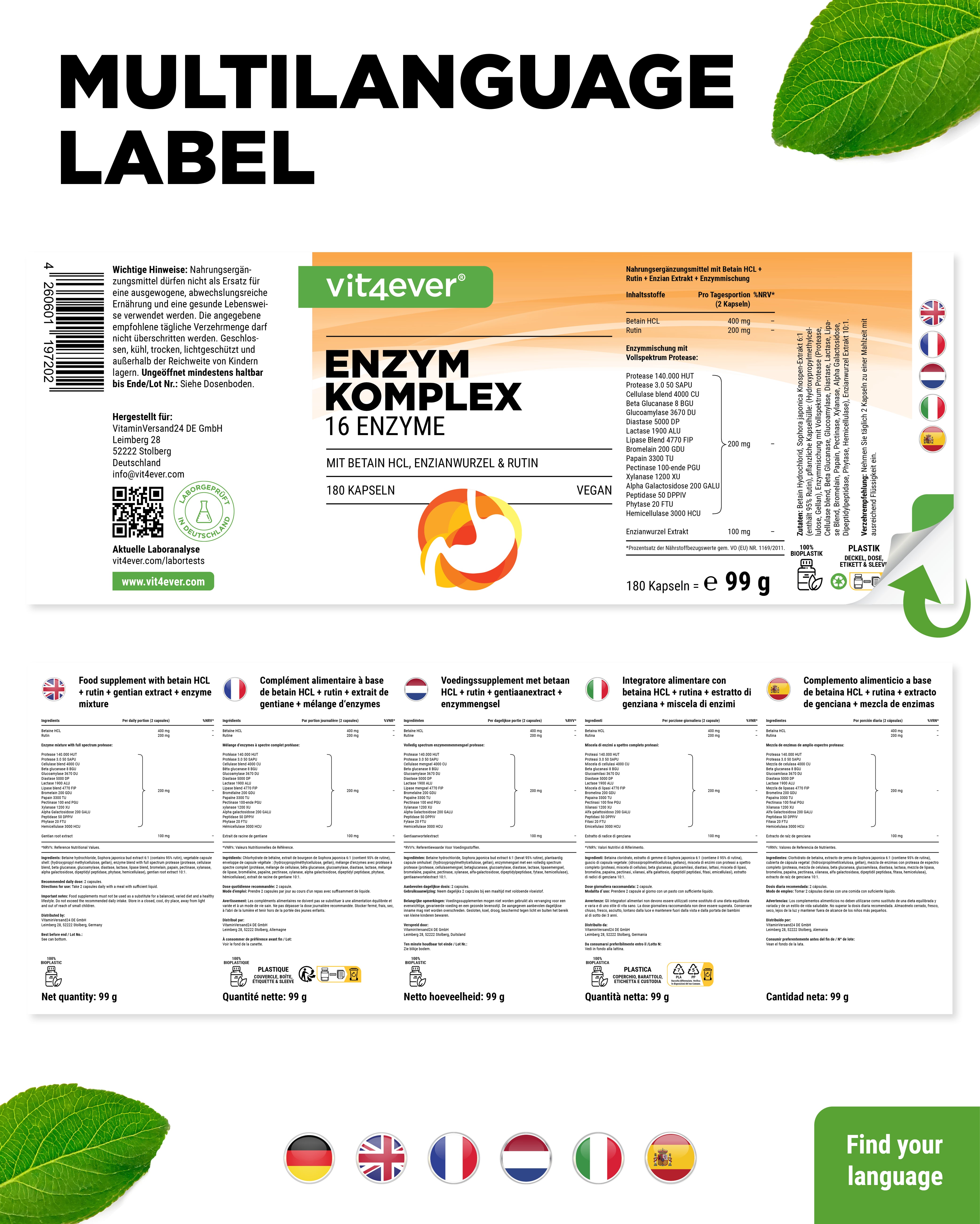 Enzyme Complex - 180 Capsules