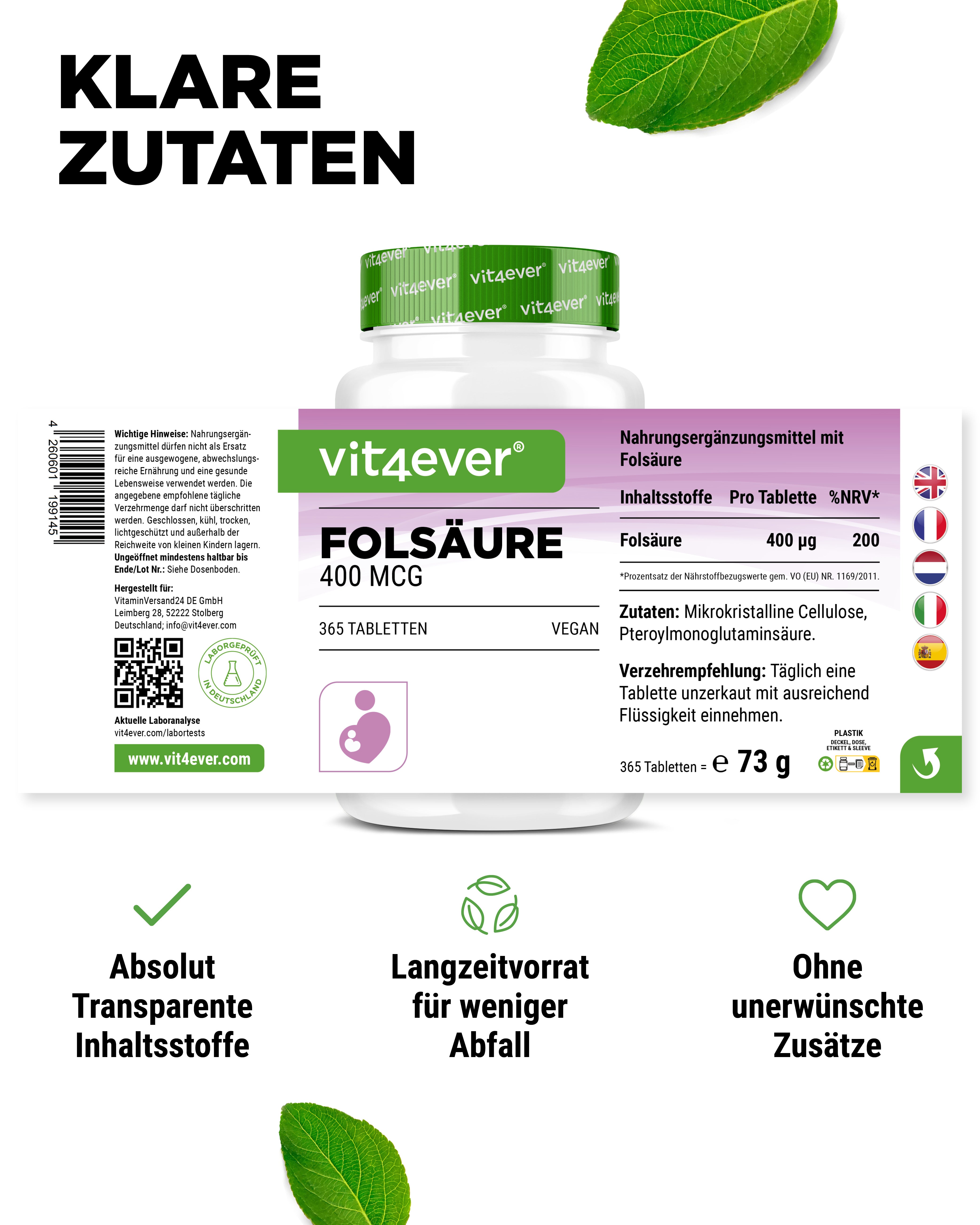 Folic acid - 400 mcg