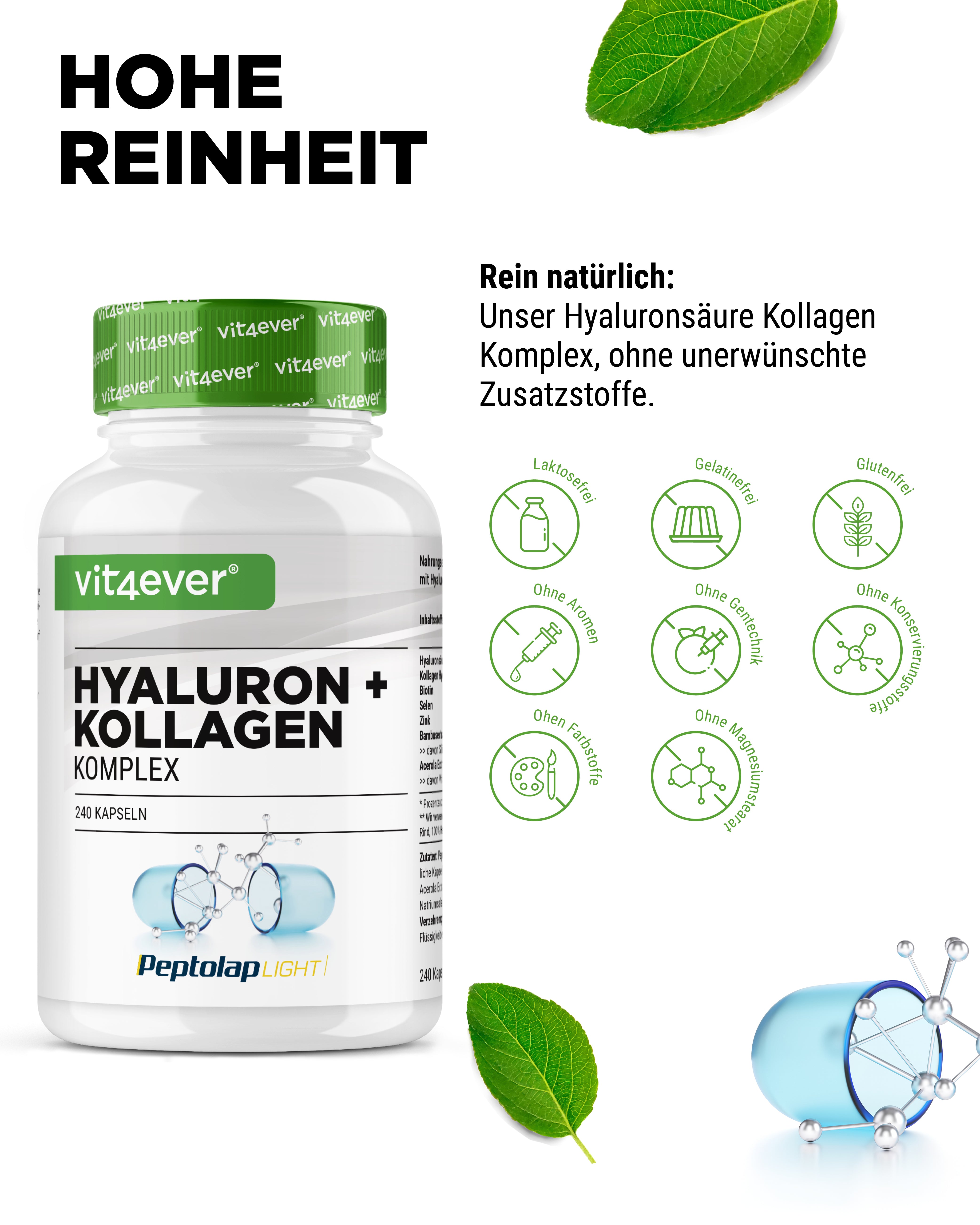 Complesso di acido ialuronico e collagene - 240 capsule