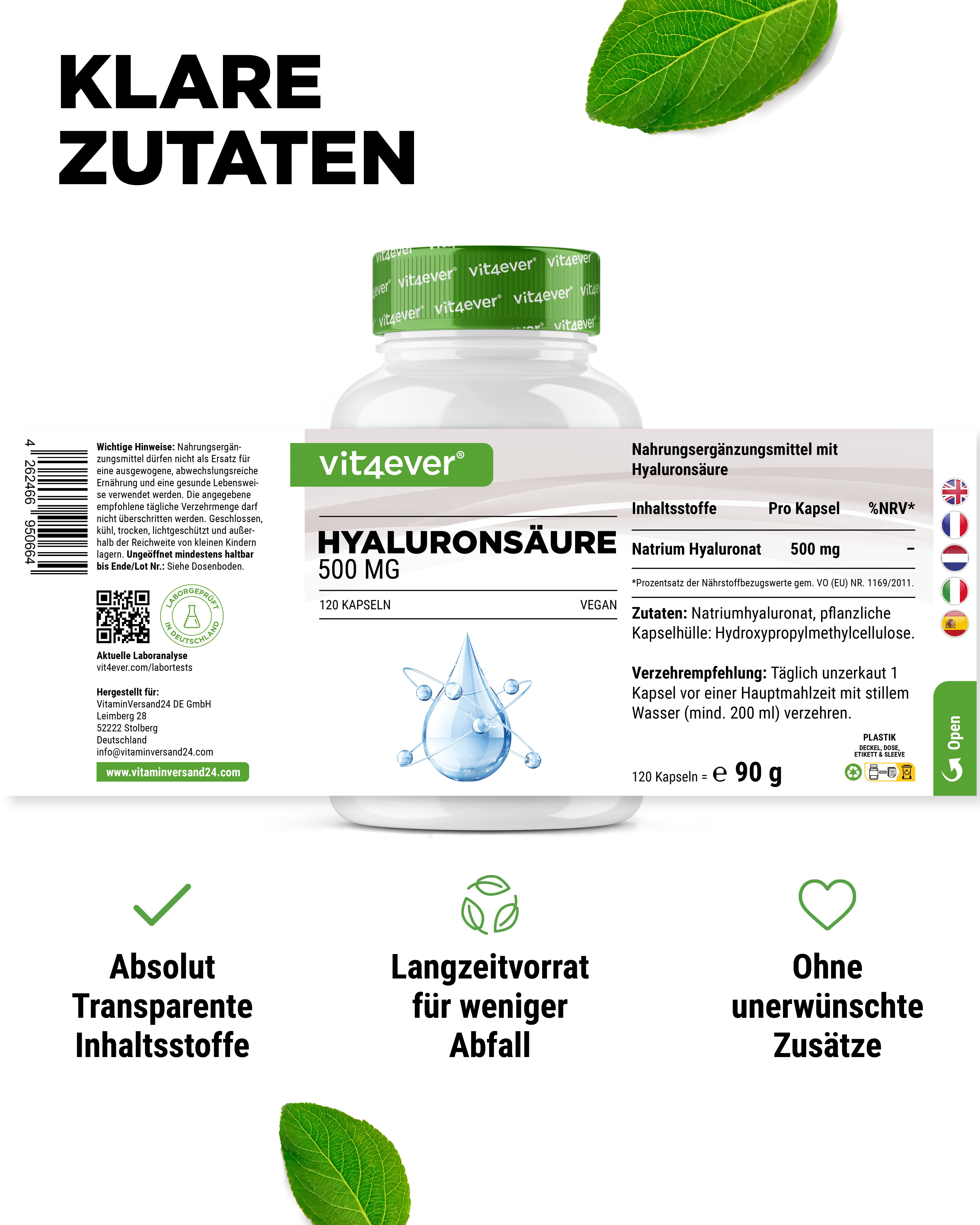 Acide hyaluronique 500 mg - 500-700 kDa