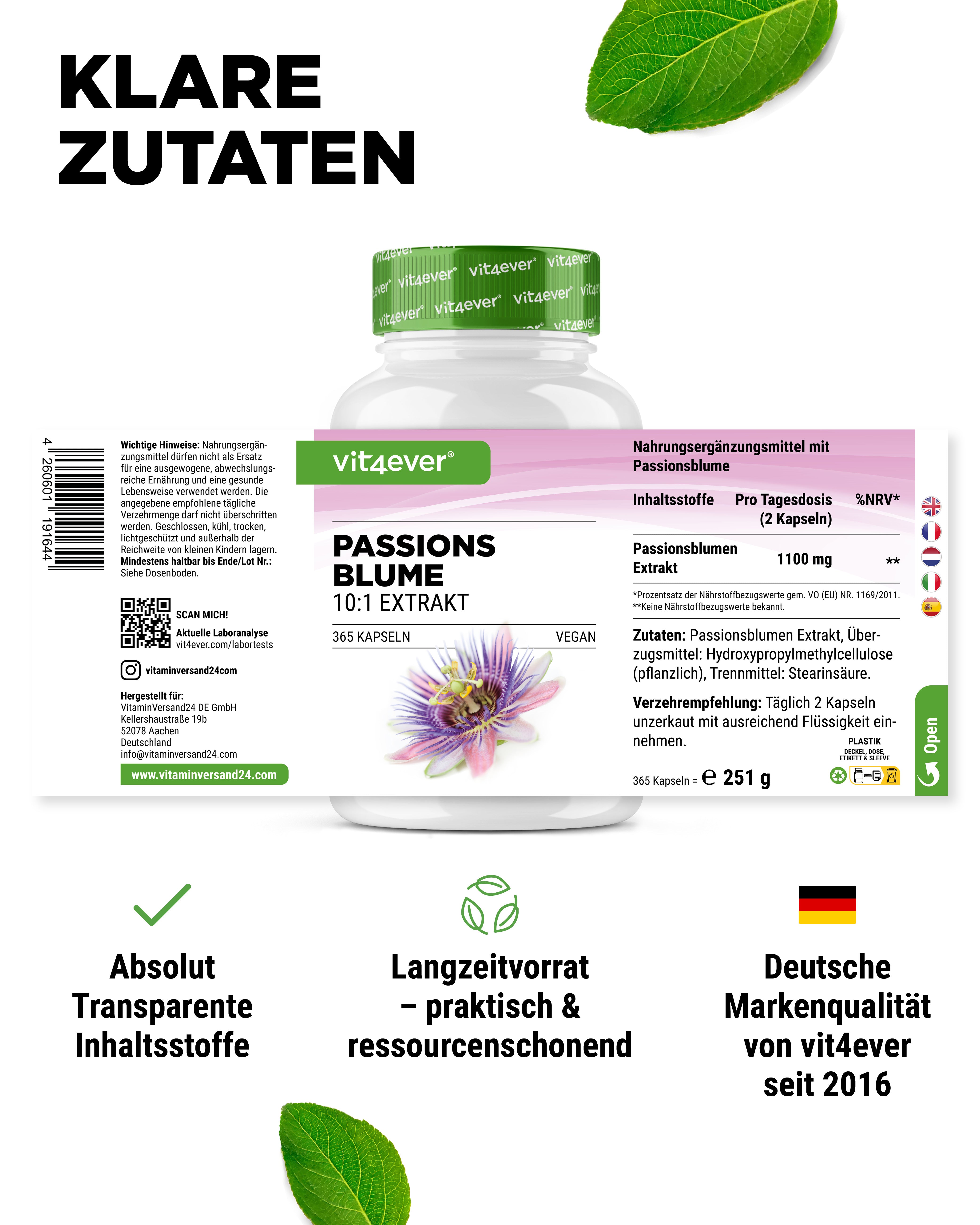 Passiebloem Extract - 365 capsules
