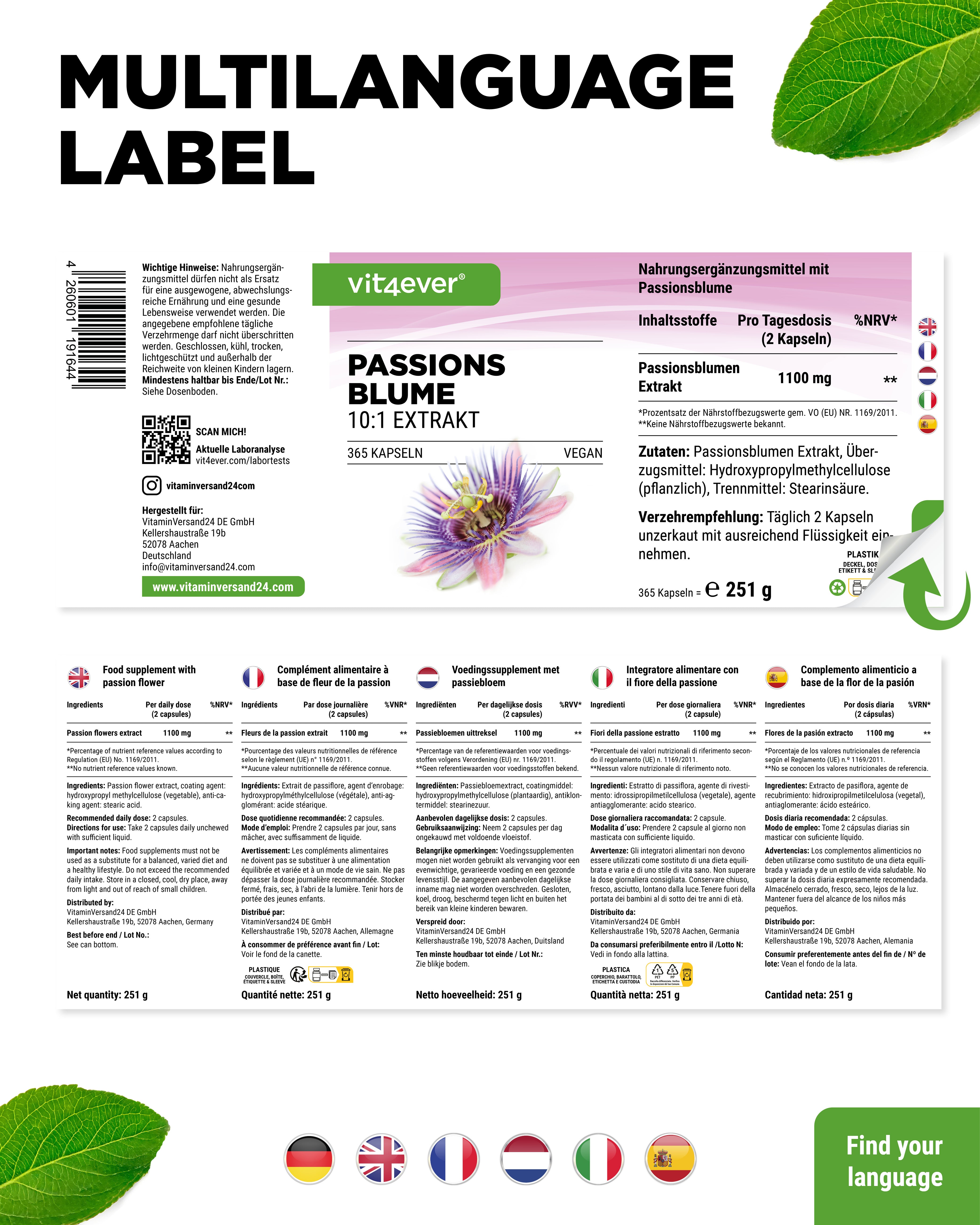 Passiebloem Extract - 365 capsules
