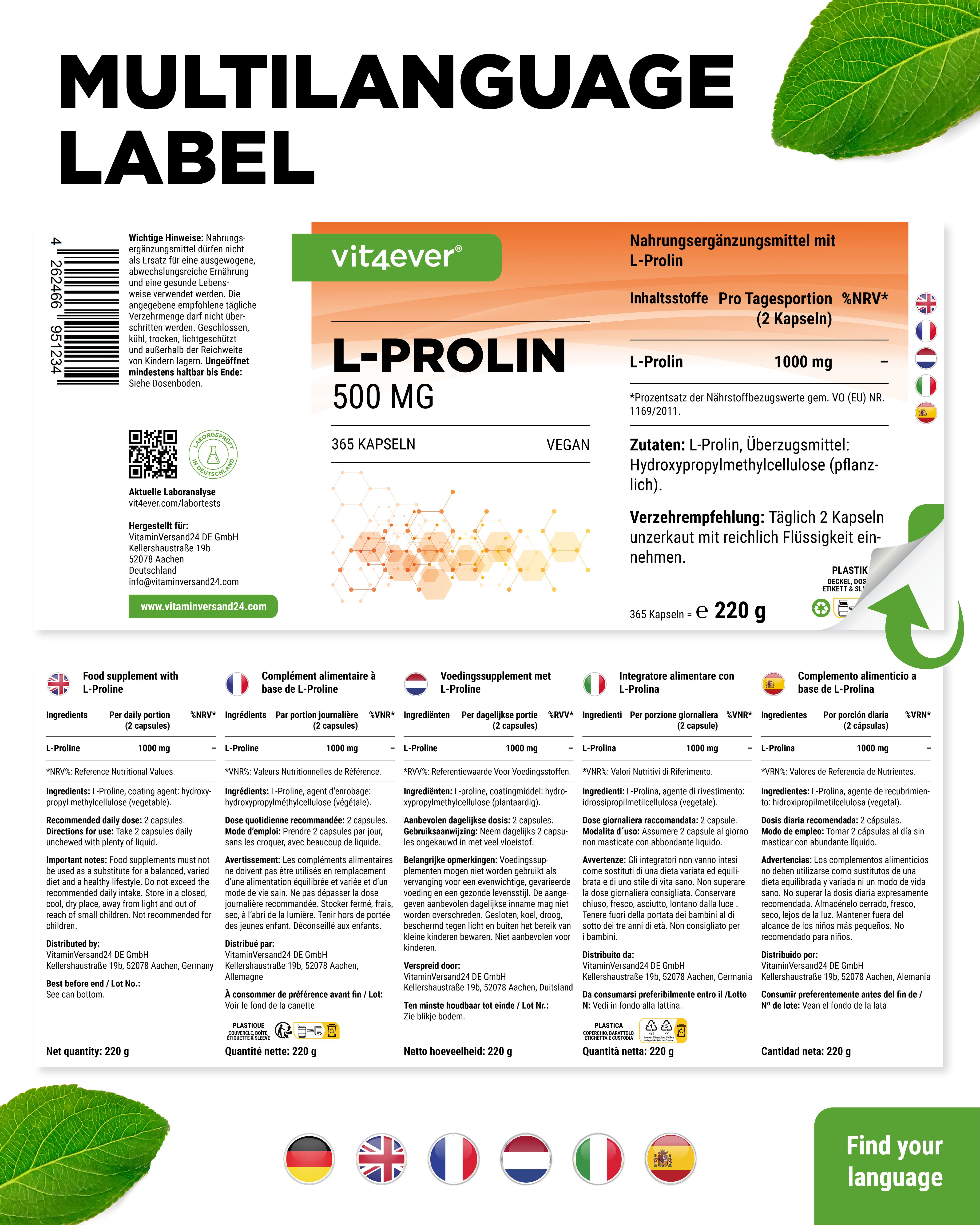 L-Prolin - 500 mg