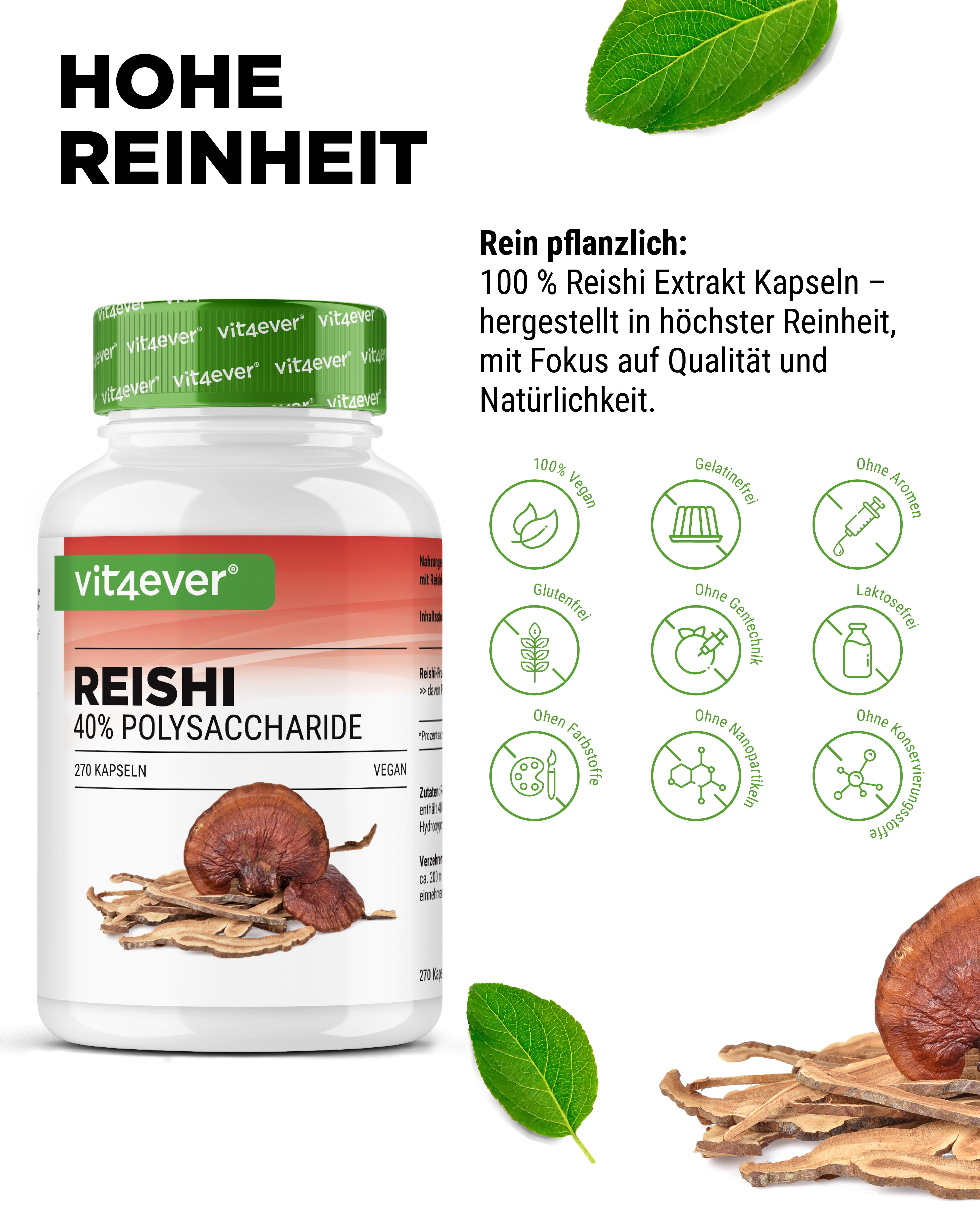 Grzyb Reishi Intenso - 650 mg Ekstrakt - 40% bioaktywne Polisacharydy