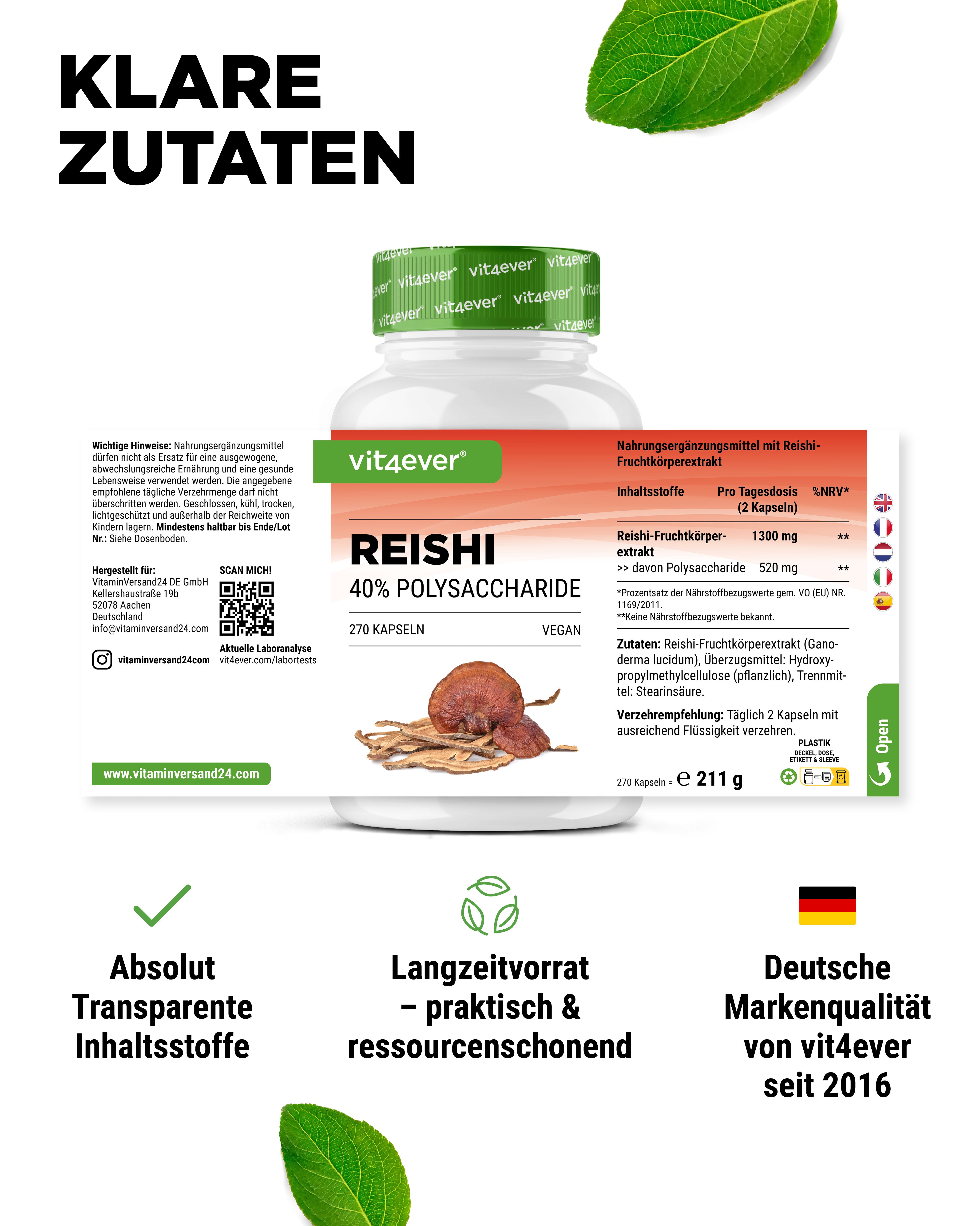 Grzyb Reishi Intenso - 650 mg Ekstrakt - 40% bioaktywne Polisacharydy
