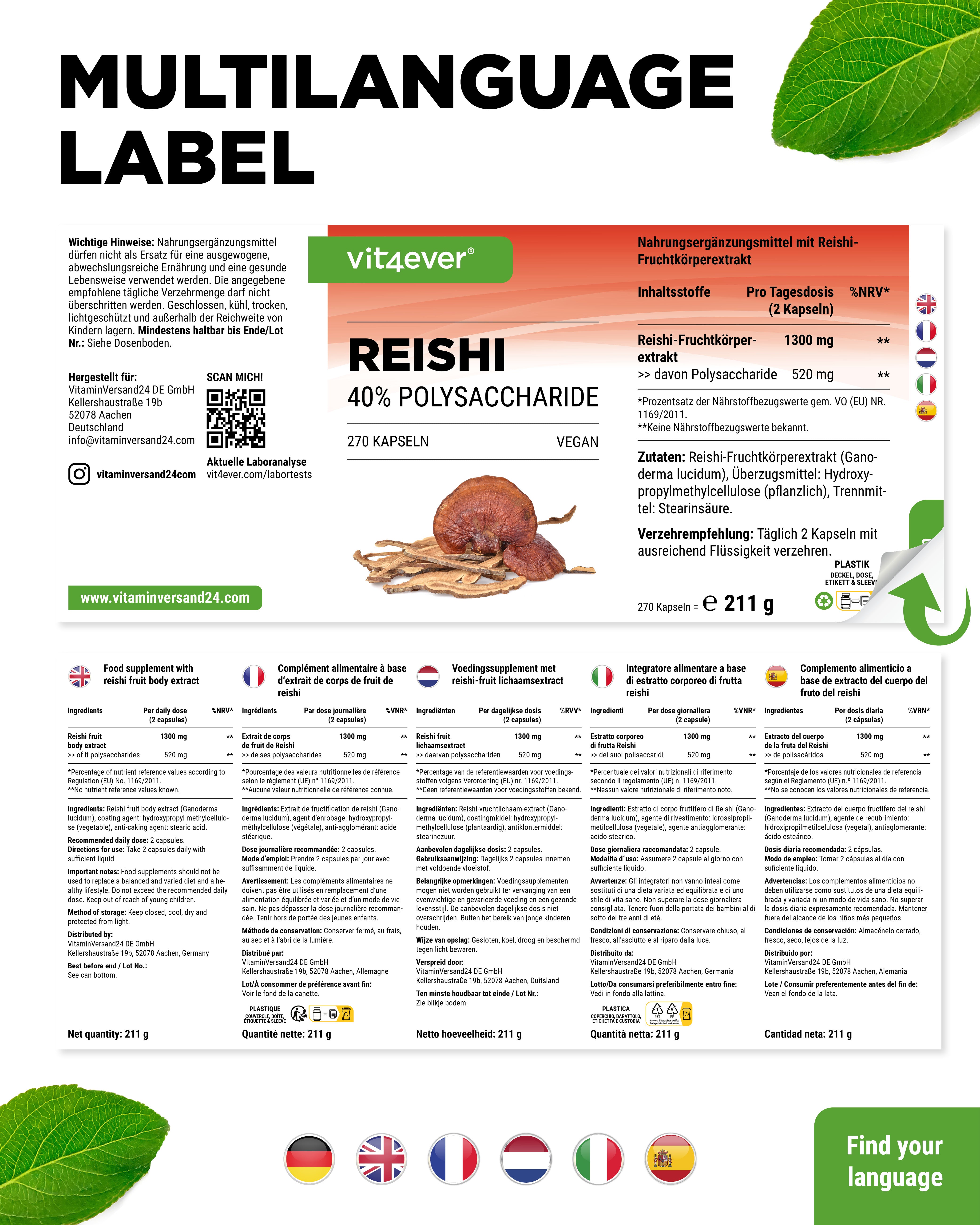 Grzyb Reishi Intenso - 650 mg Ekstrakt - 40% bioaktywne Polisacharydy