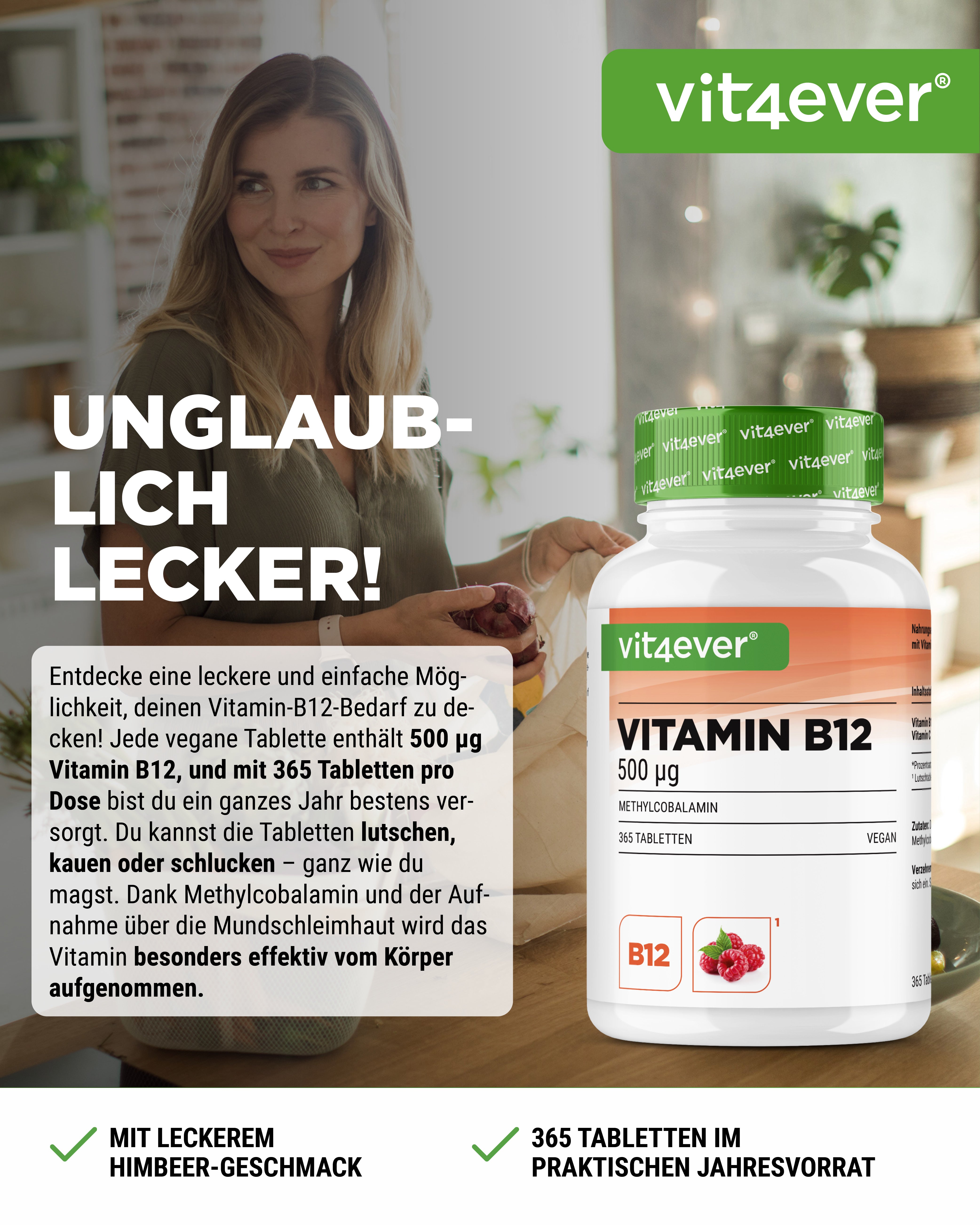 Vitamina B12 - 500 mcg - gusto lampone