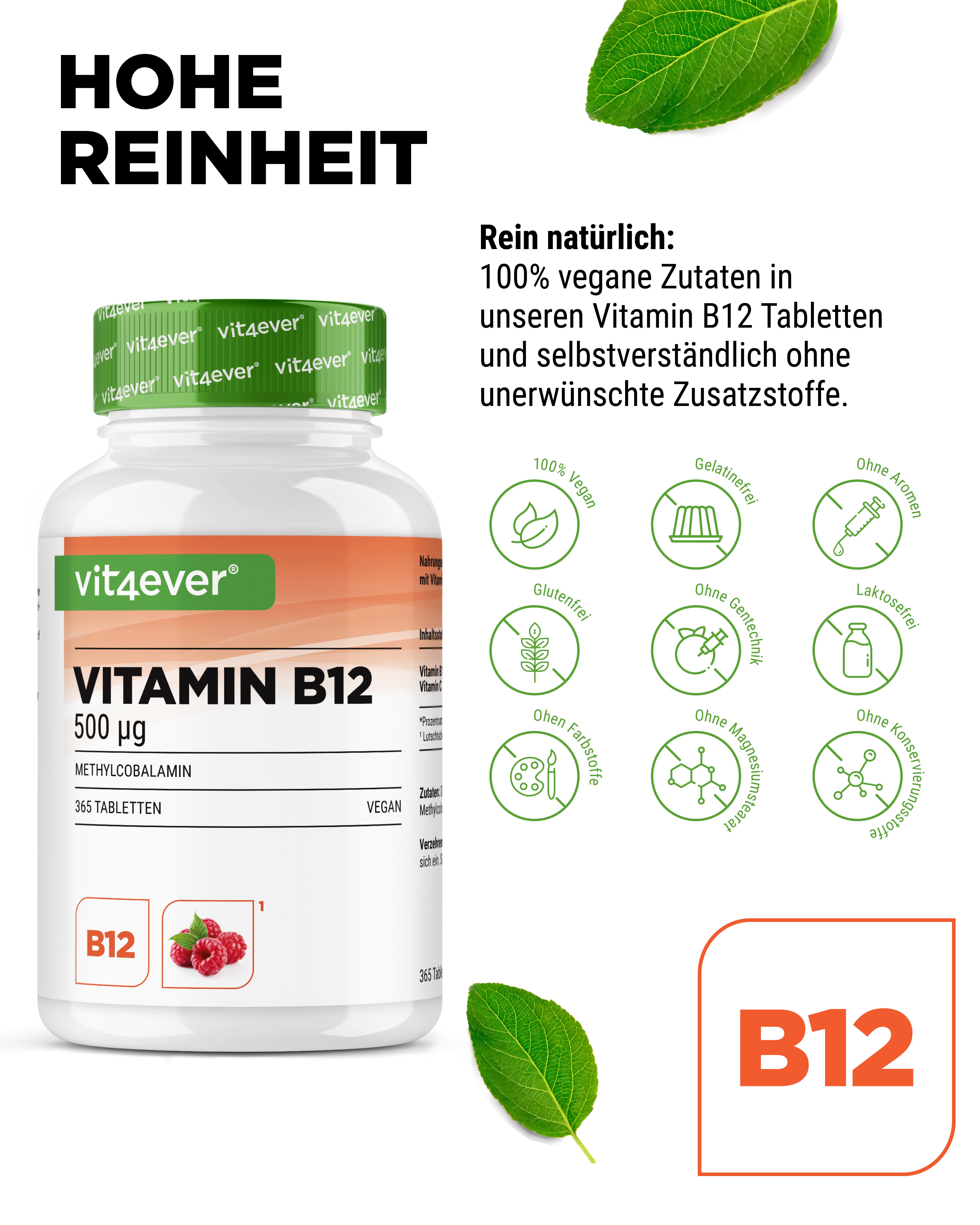 Vitamin B12 - 500 mcg - Himbeergeschmack