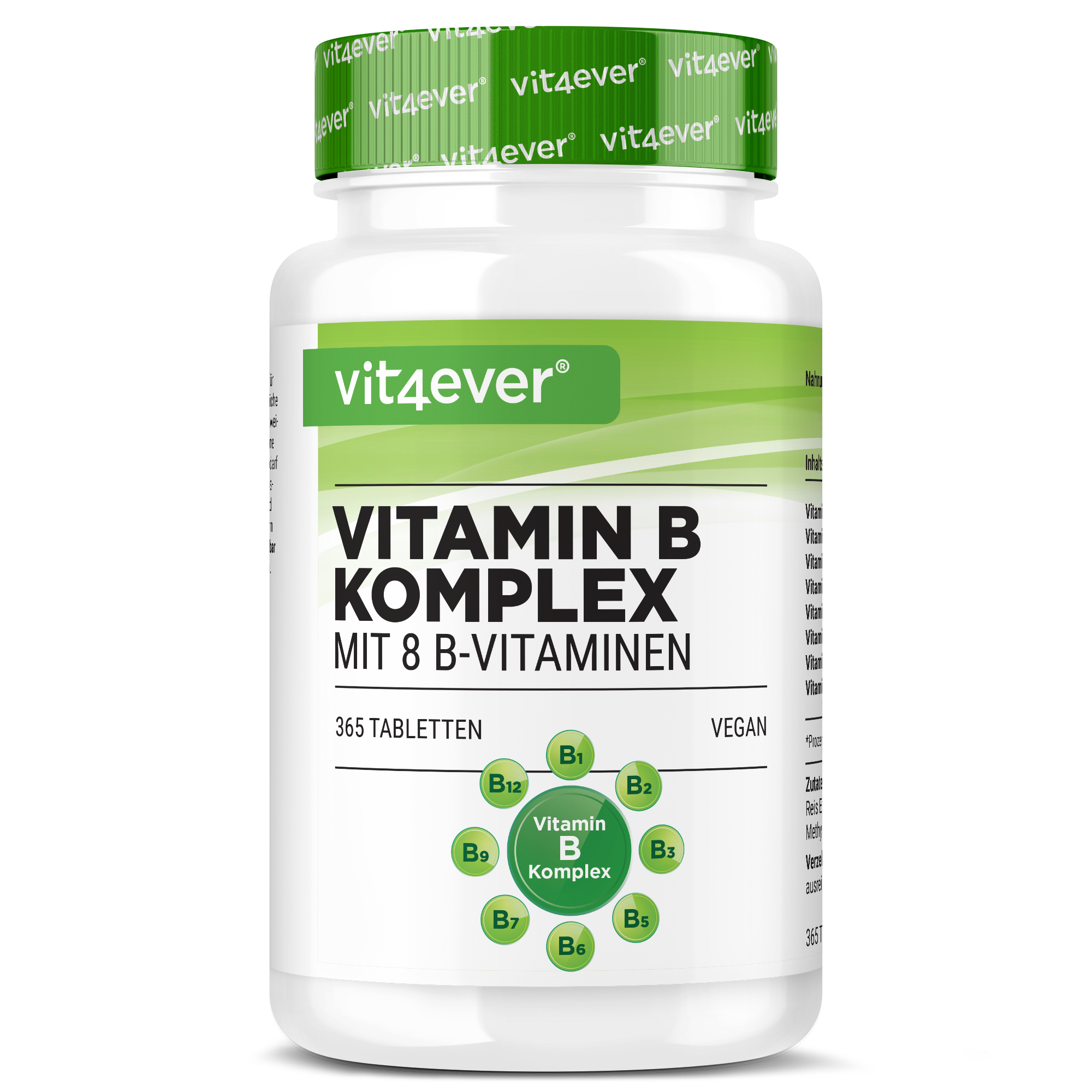 Complejo de Vitamina B - 8 vitaminas B - 365 comprimidos