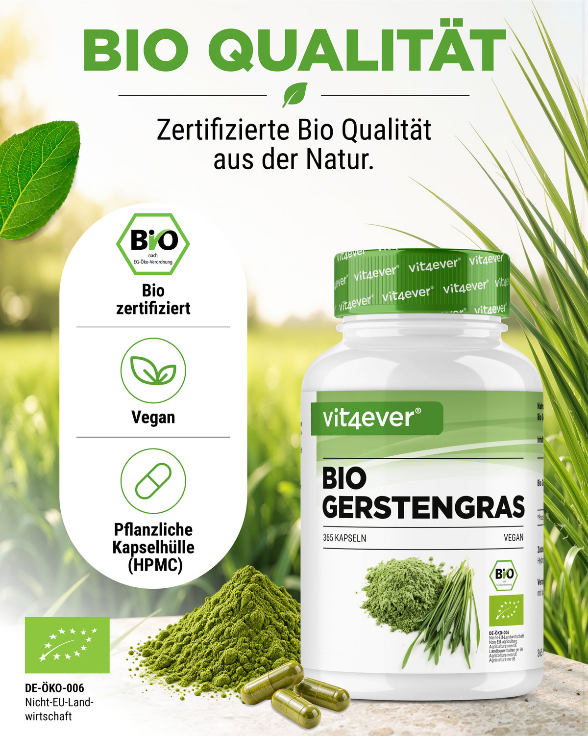 Organic Barley Grass - 365 vegan capsules