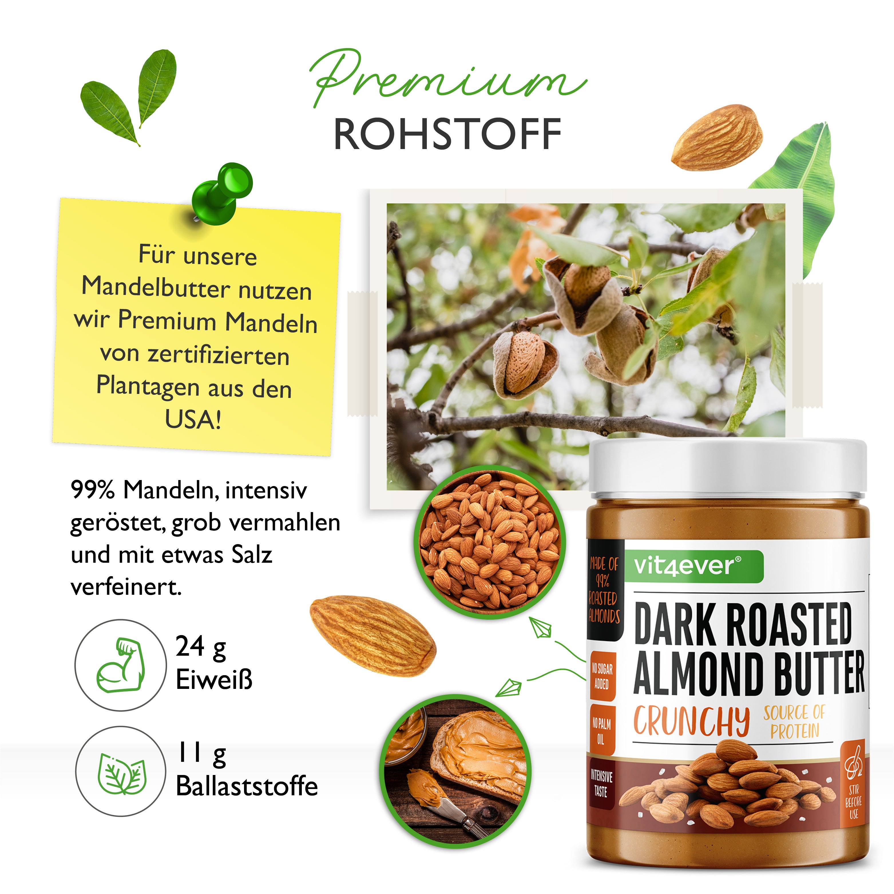 100 % Crema de almendra (Dark Roasted Crunchy) 1000 g