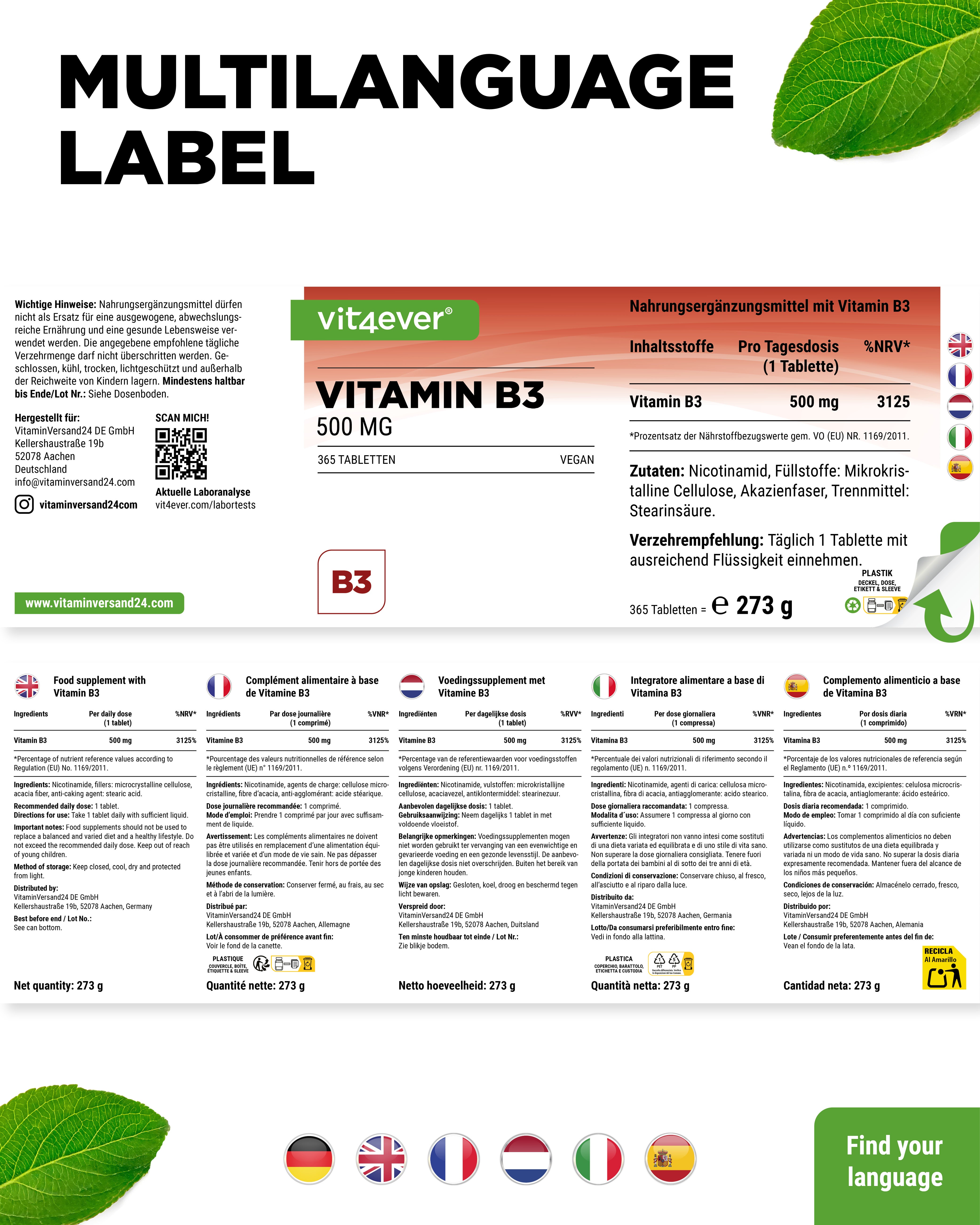 Vitamine B3 - 500 mg