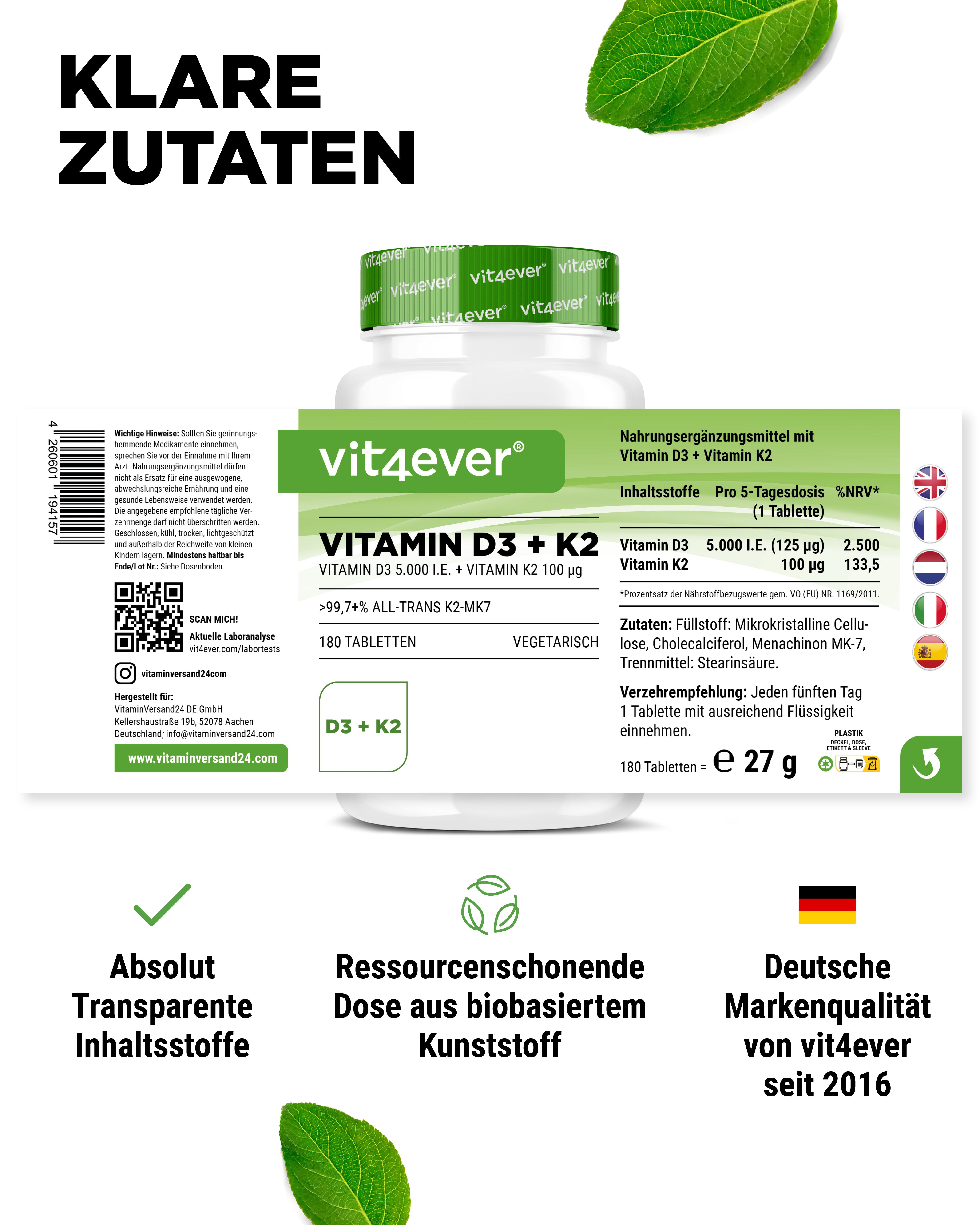Vitamina D3 5.000 UI + Vitamina K2 100 mcg