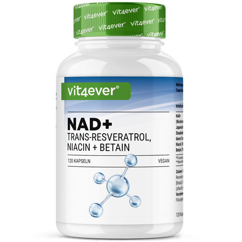 Vit4ever NAD+ mit Trans-Resveratrol, Niacin und Betain