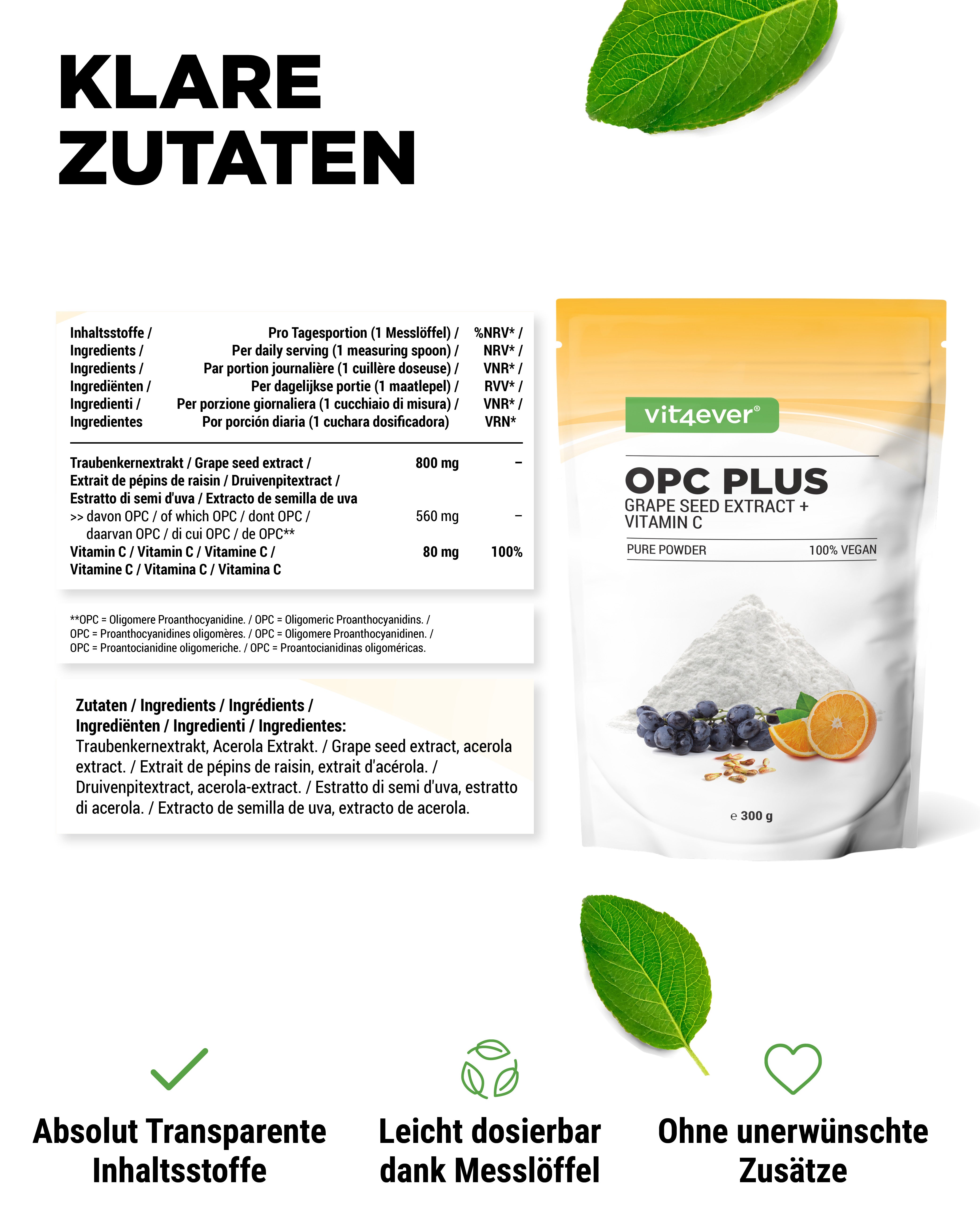 OPC druivenpitextract + Vitamine C poeder