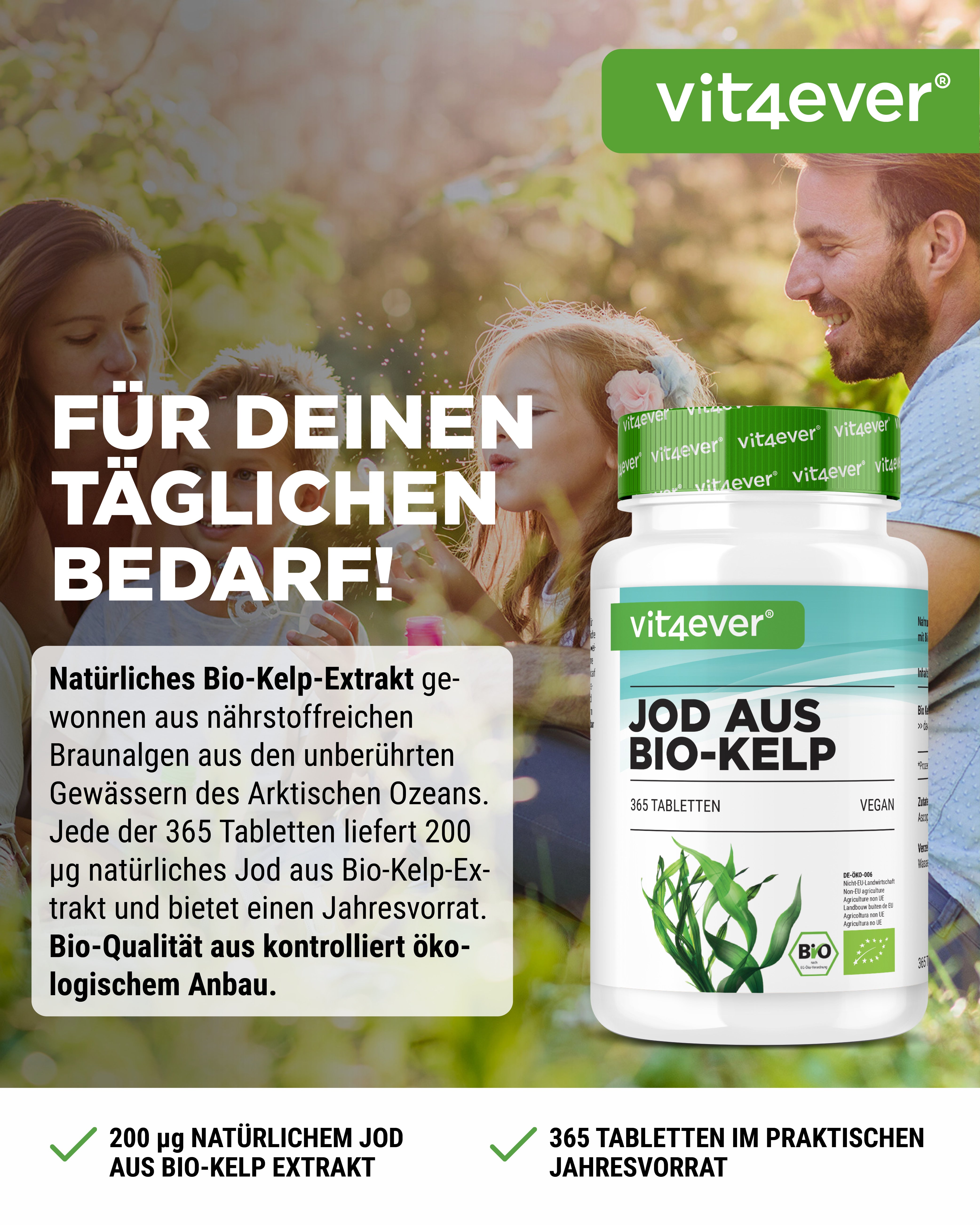 Bio Kelp Extrakt (Natürliches Jod) -  200 µg