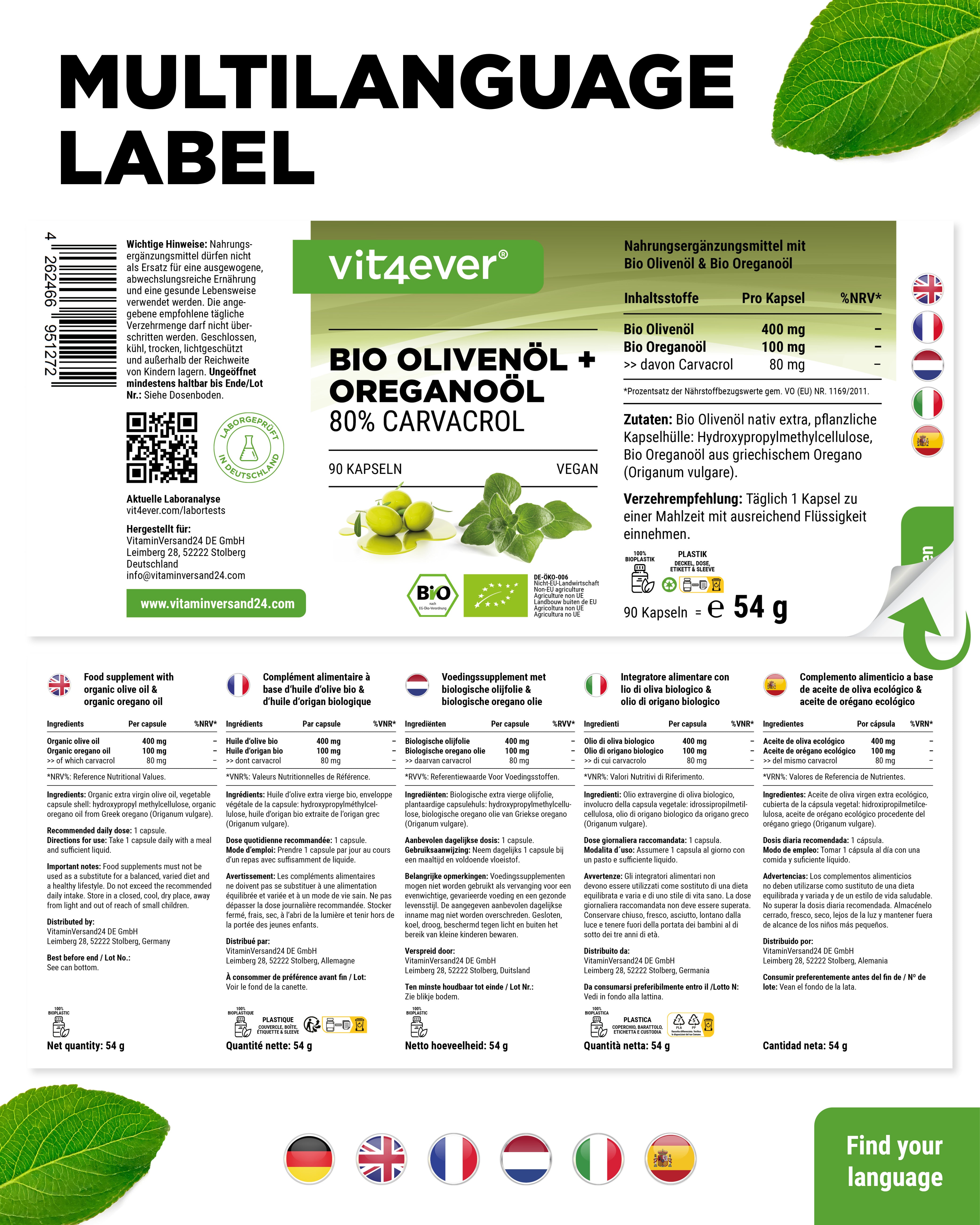 Huile d'origan biologique & Huile d'olive biologique,