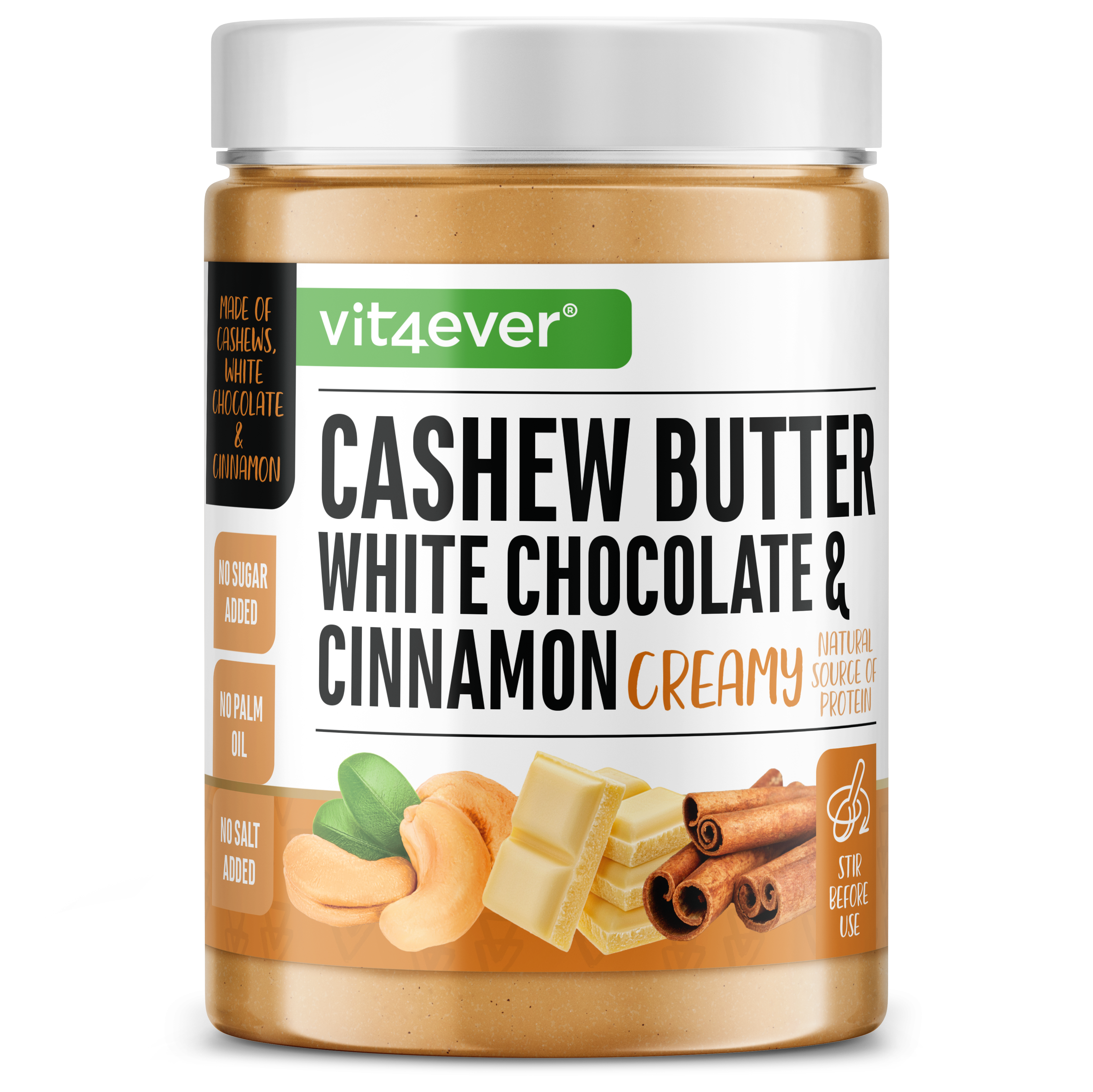 Crema de anacardo - chocolate blanco y canela, 1000 g
