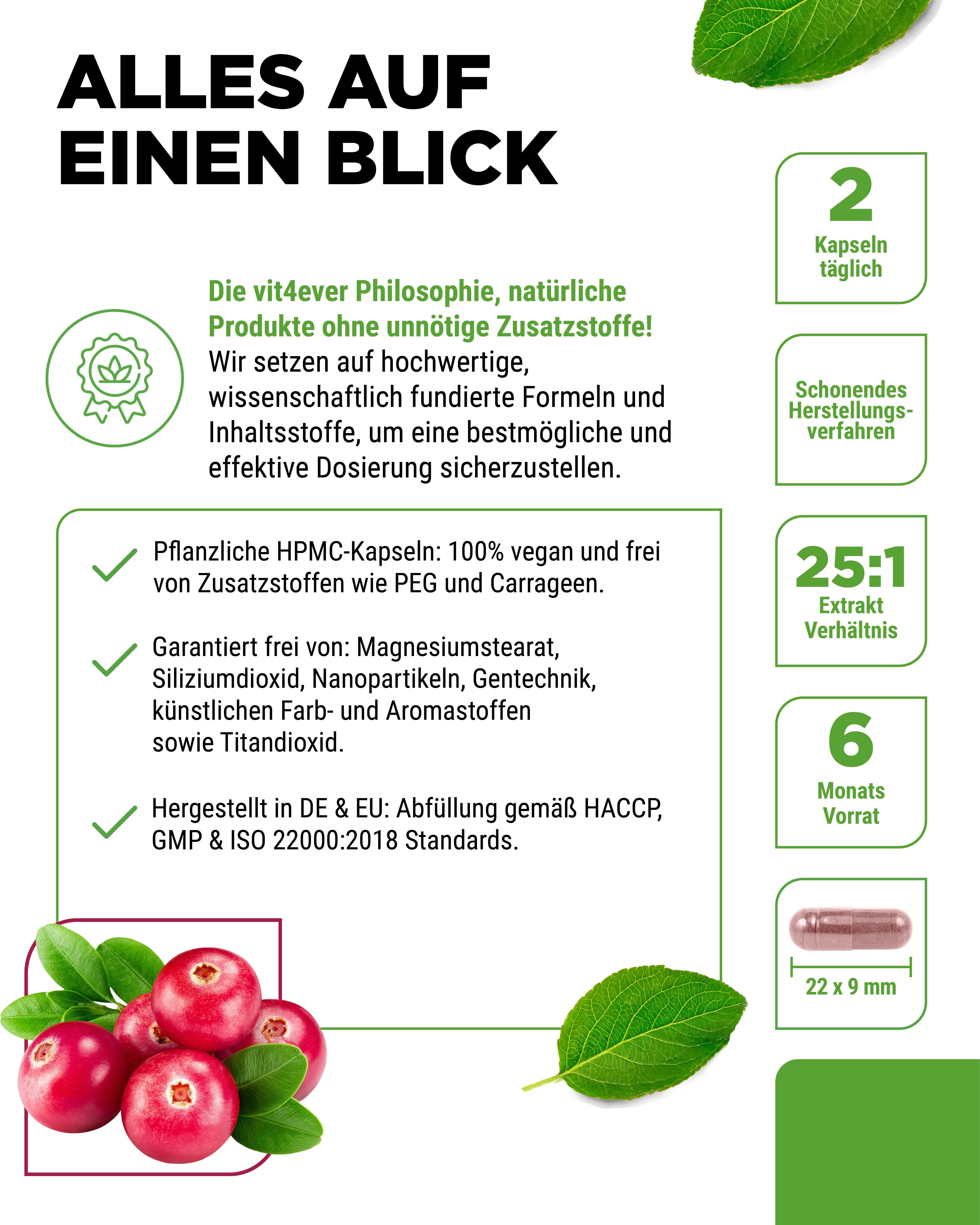 Cranberry mit Vitamin C - 365 Kapseln