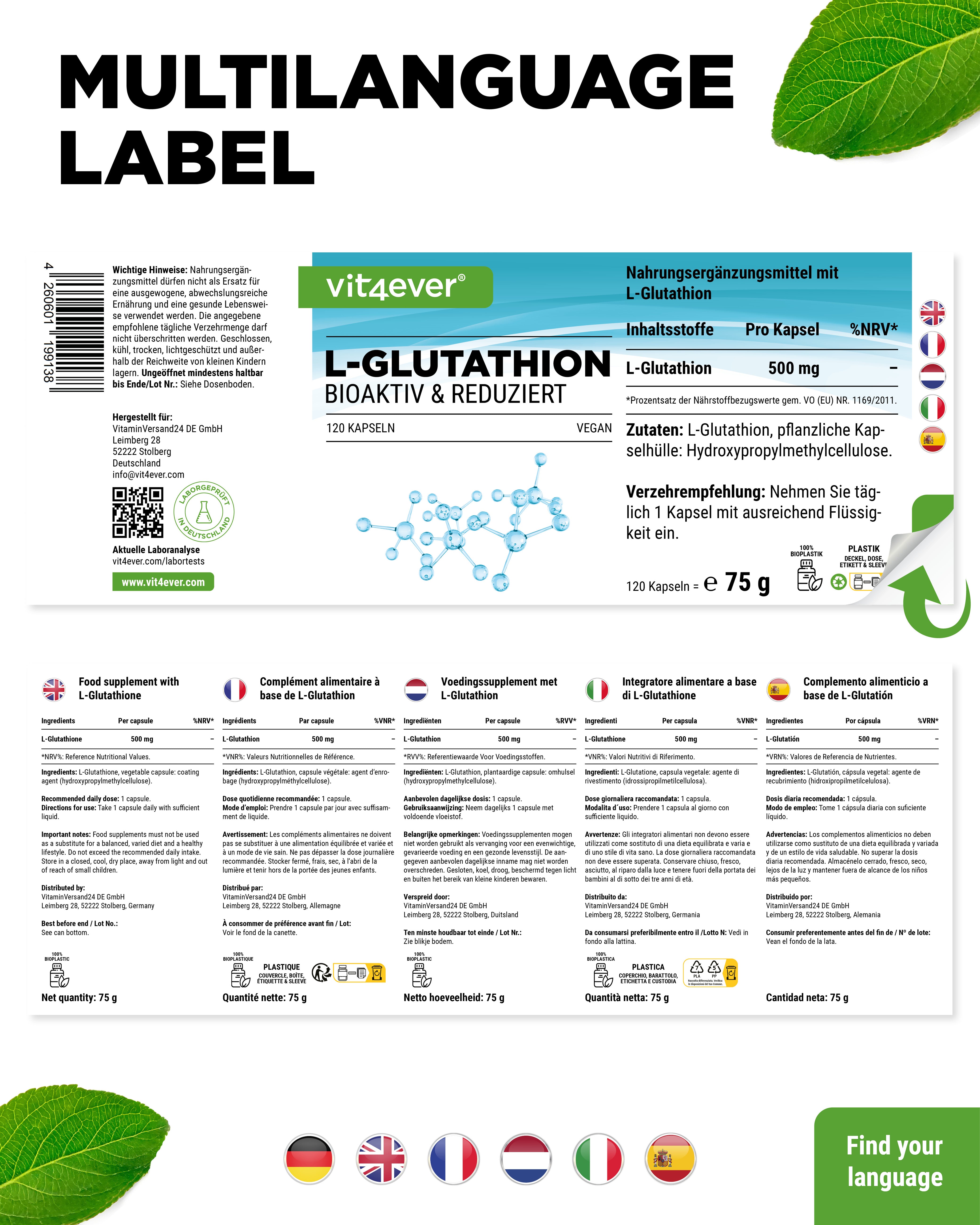 L-Glutatión - 500 mg