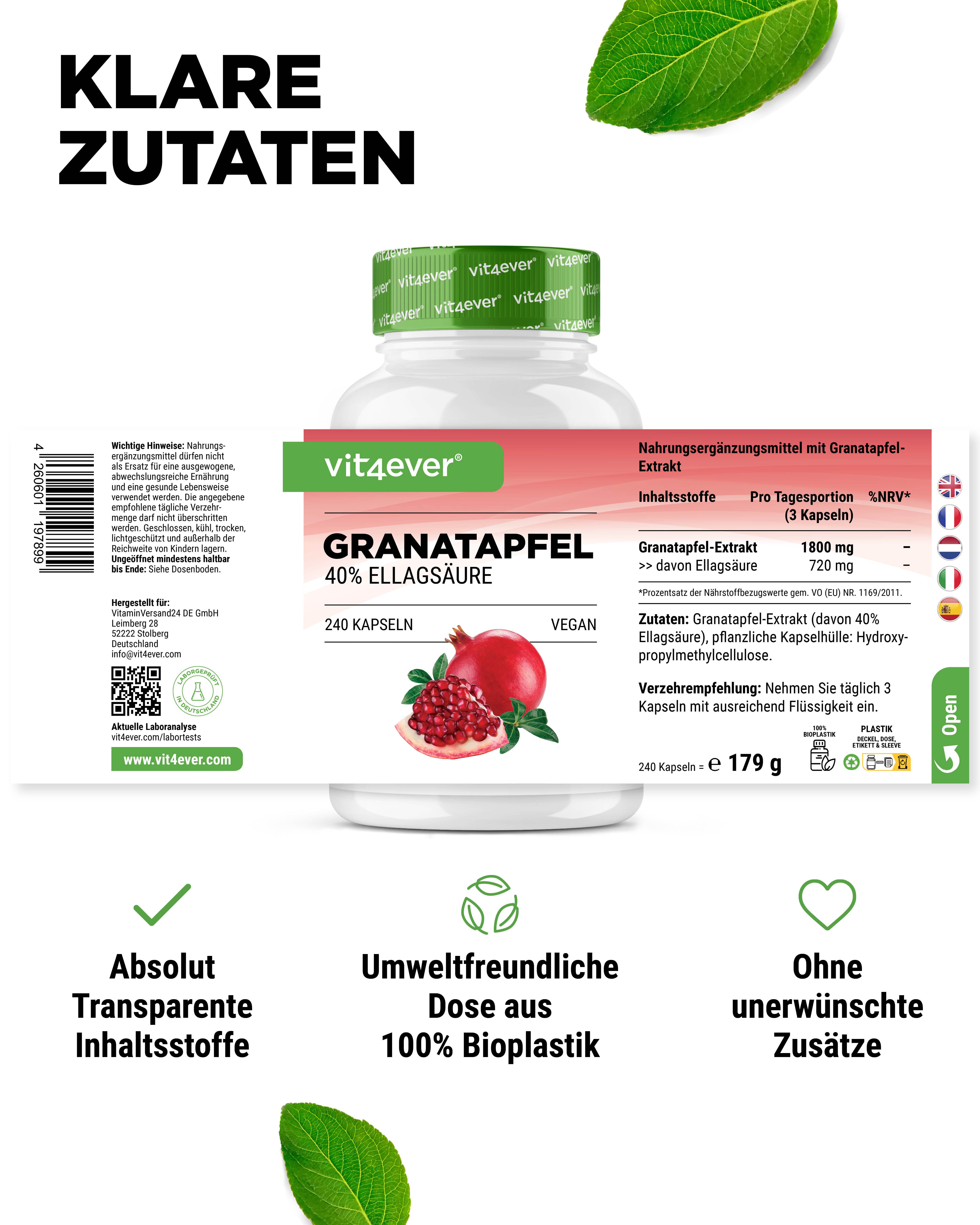 Estratto di melograno, 240 capsule