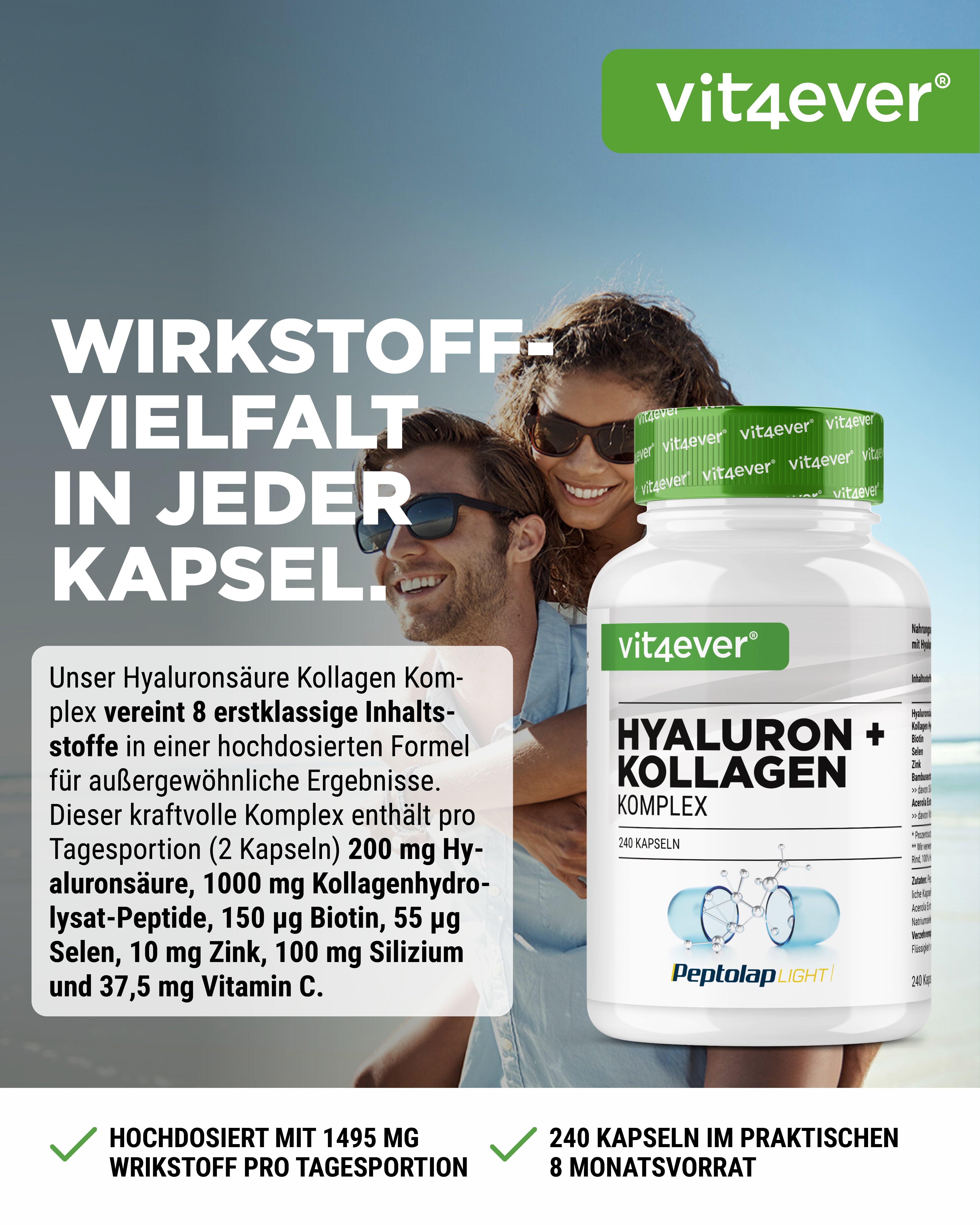 Complesso di acido ialuronico e collagene - 240 capsule