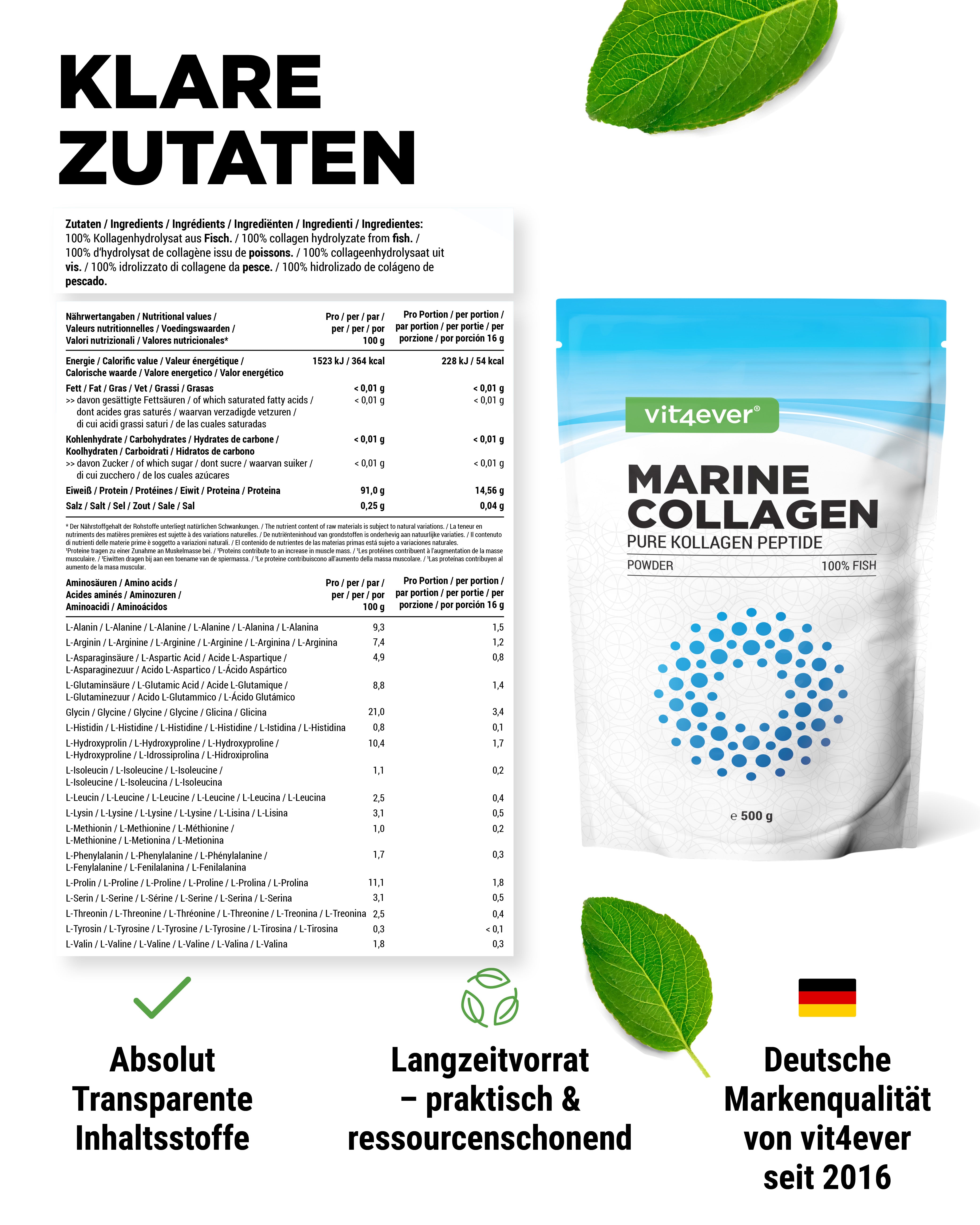 Marine Kollagen - Fischkollagen, 500 g