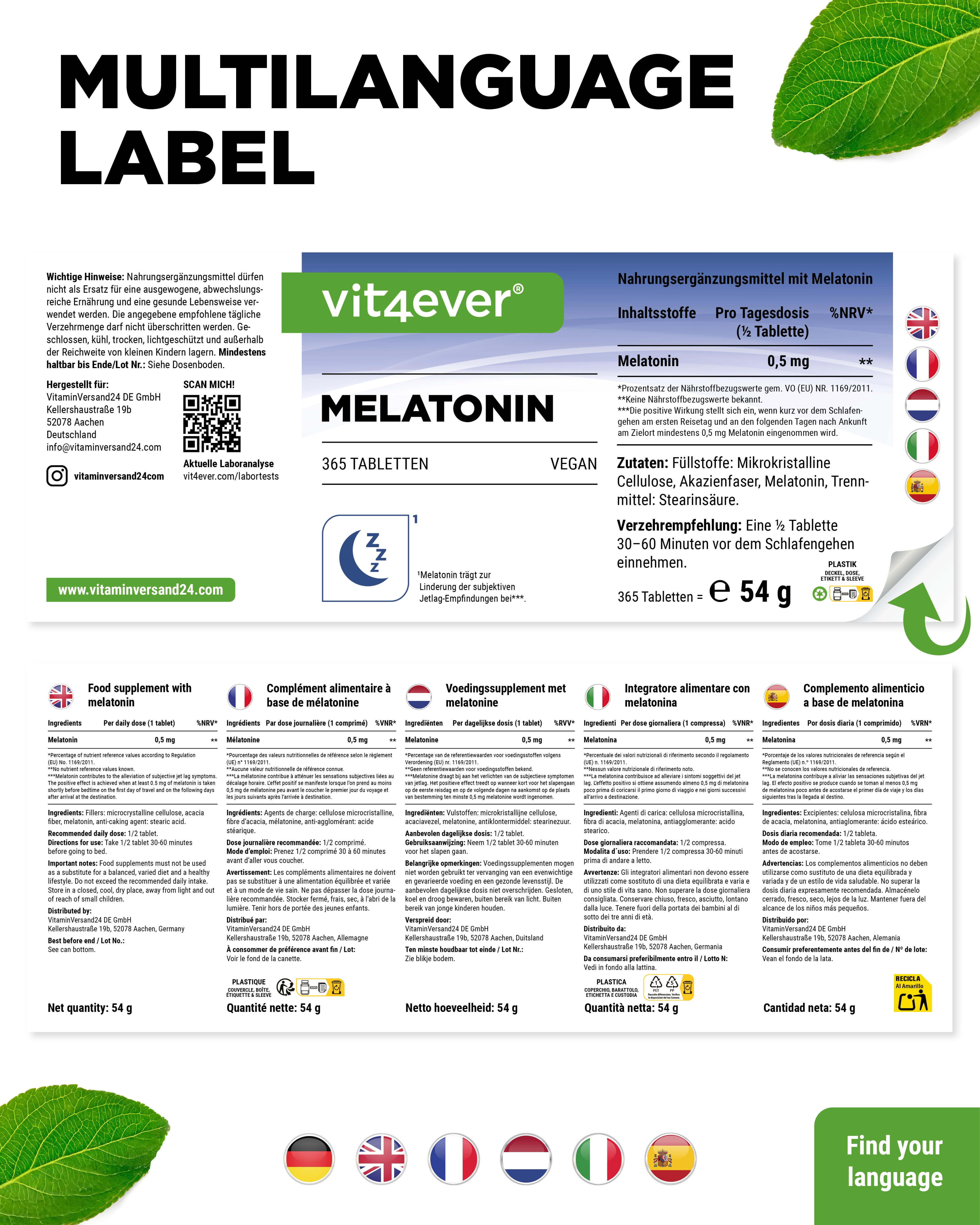 Melatonina - 1 mg - 365 compresse