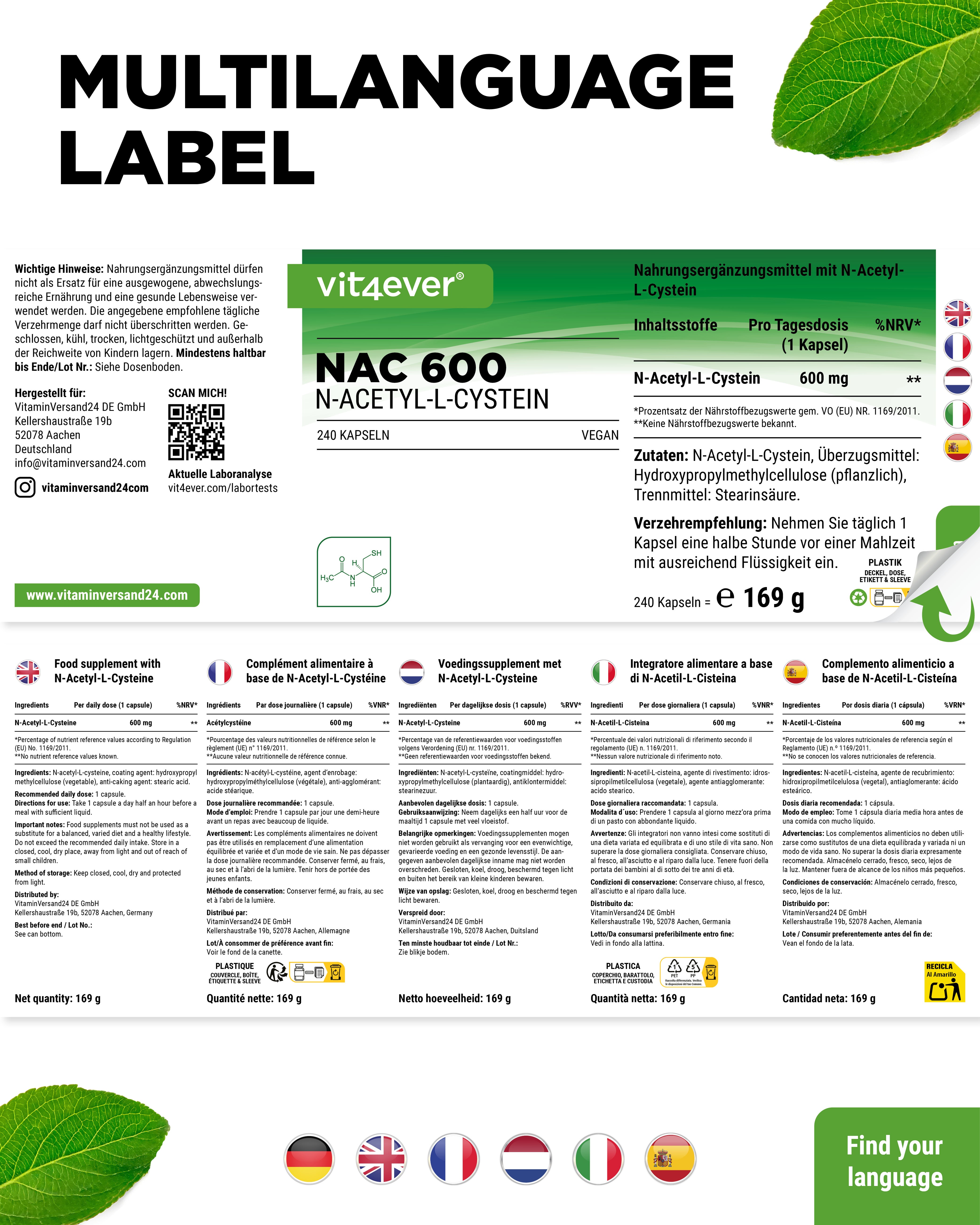 NAC - N-Acetil L-Cisteina - 600 mg
