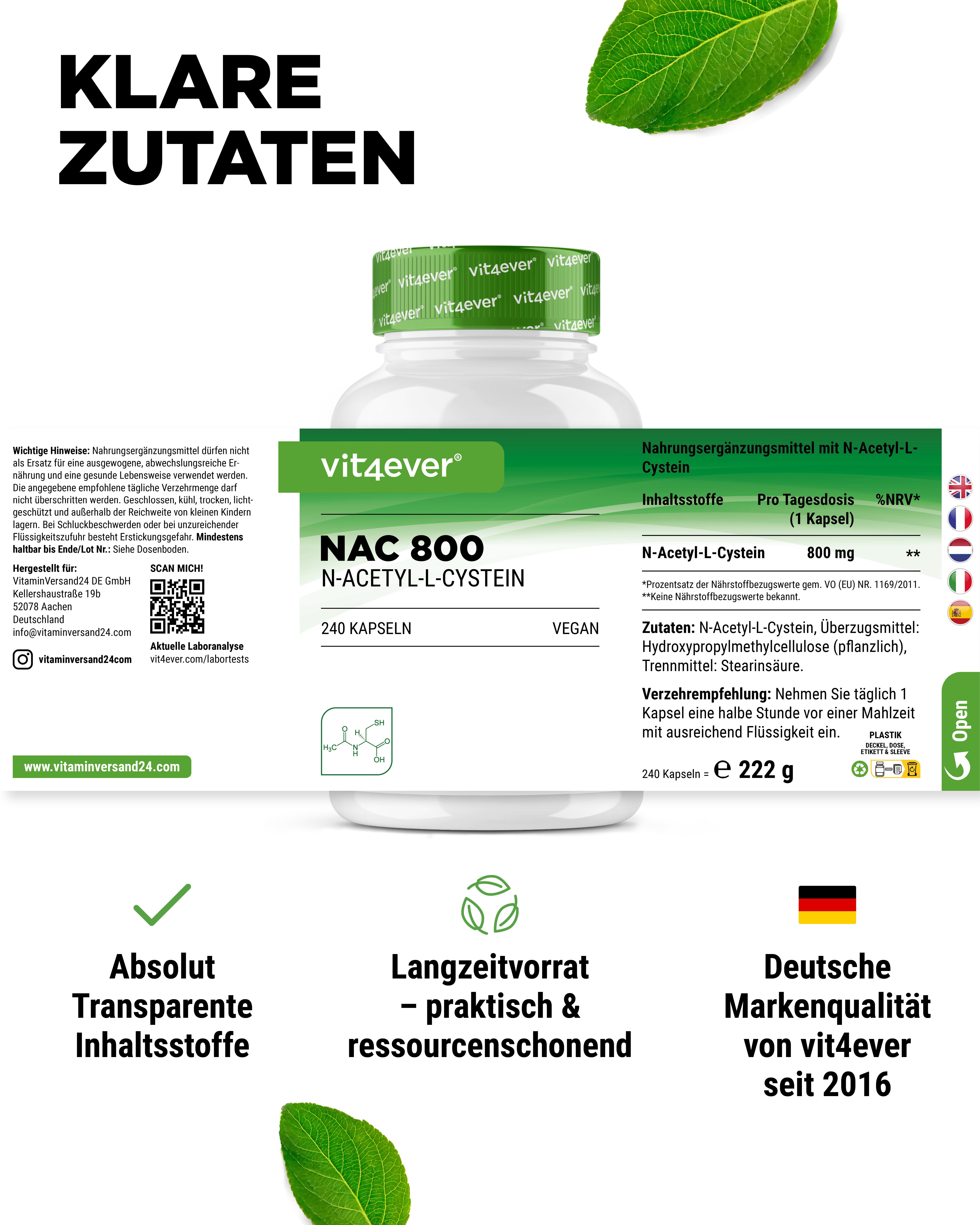 NAC - N-Acétyl L-Cystéine - 800 mg