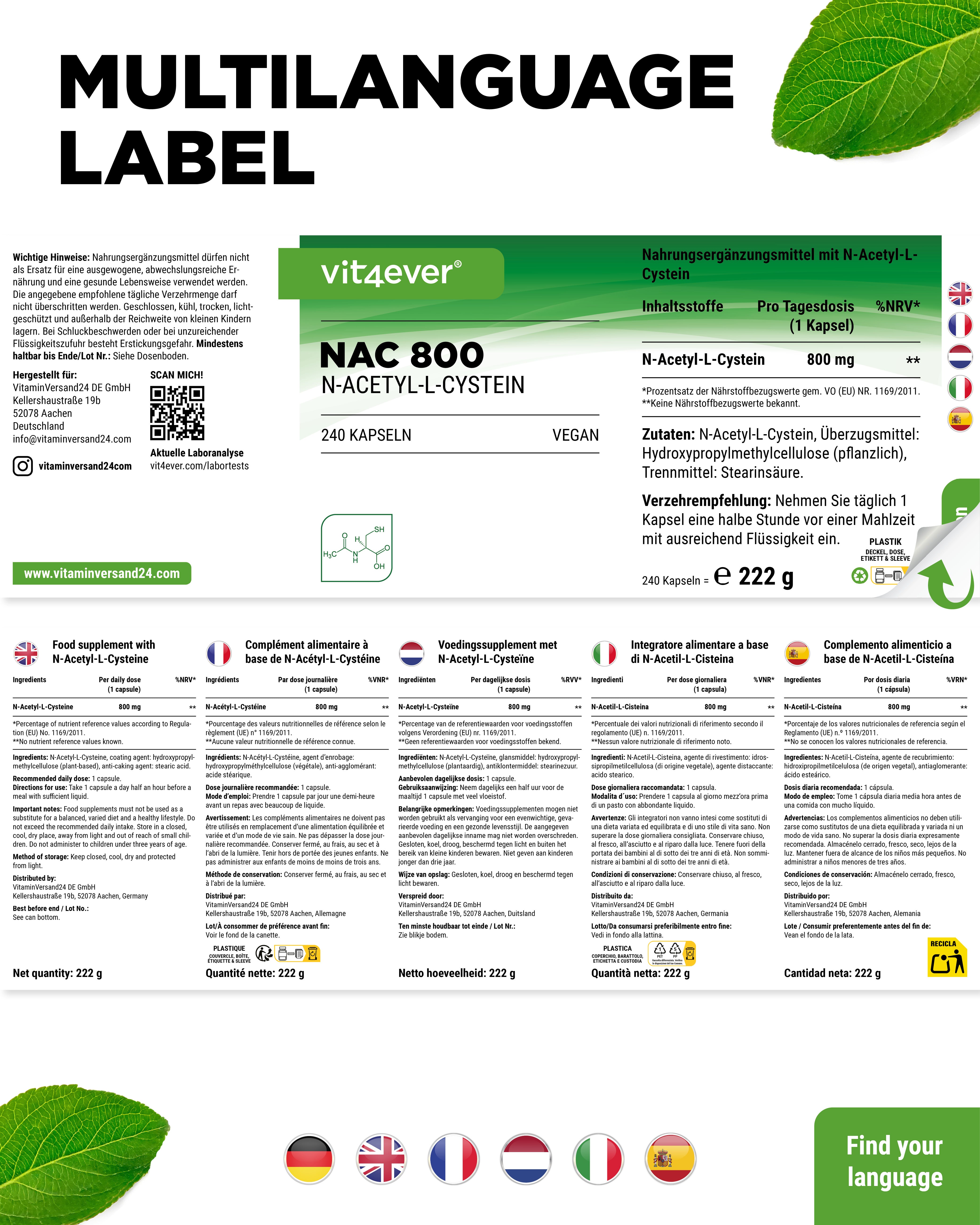 NAC - N-Acétyl L-Cystéine - 800 mg