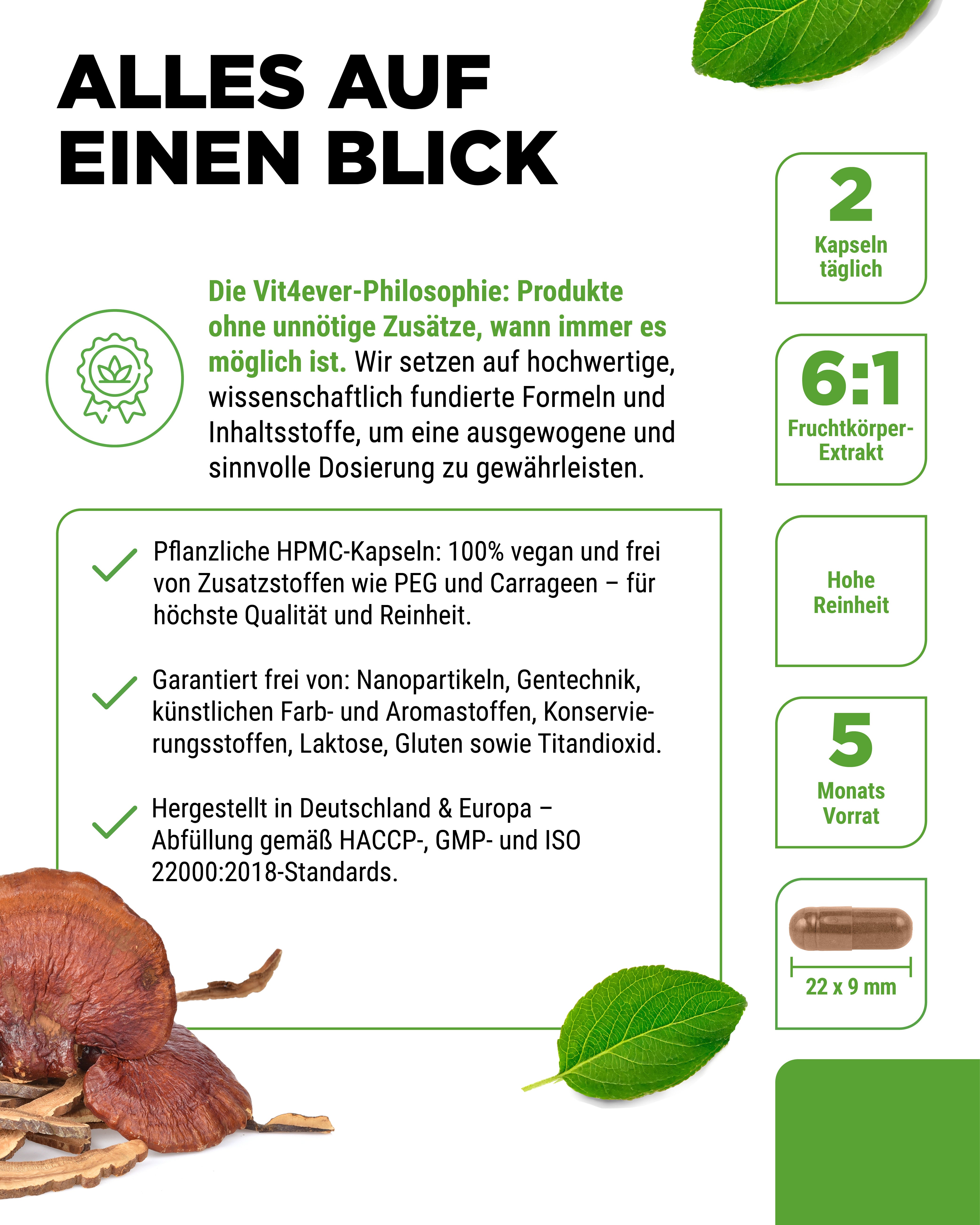 Grzyb Reishi Intenso - 650 mg Ekstrakt - 40% bioaktywne Polisacharydy
